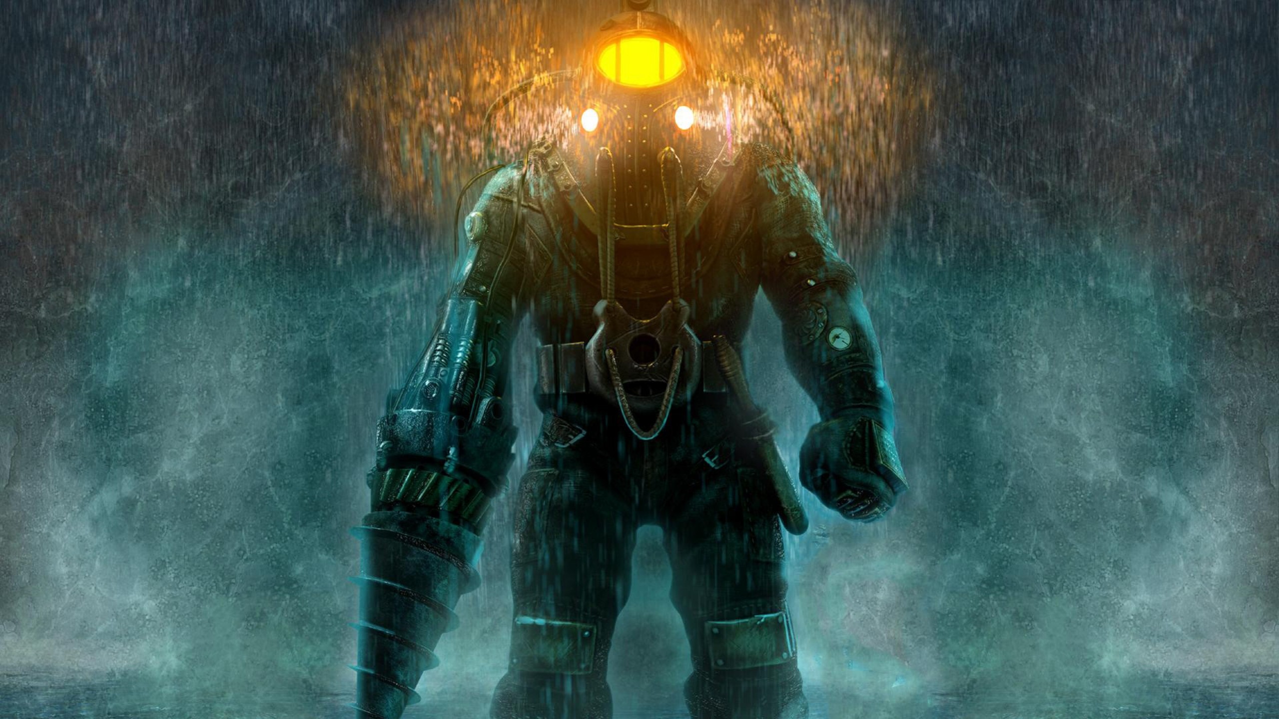 Big Daddy, BioShock, Rapture, Pioggia, 2K, wallpaper per portatile