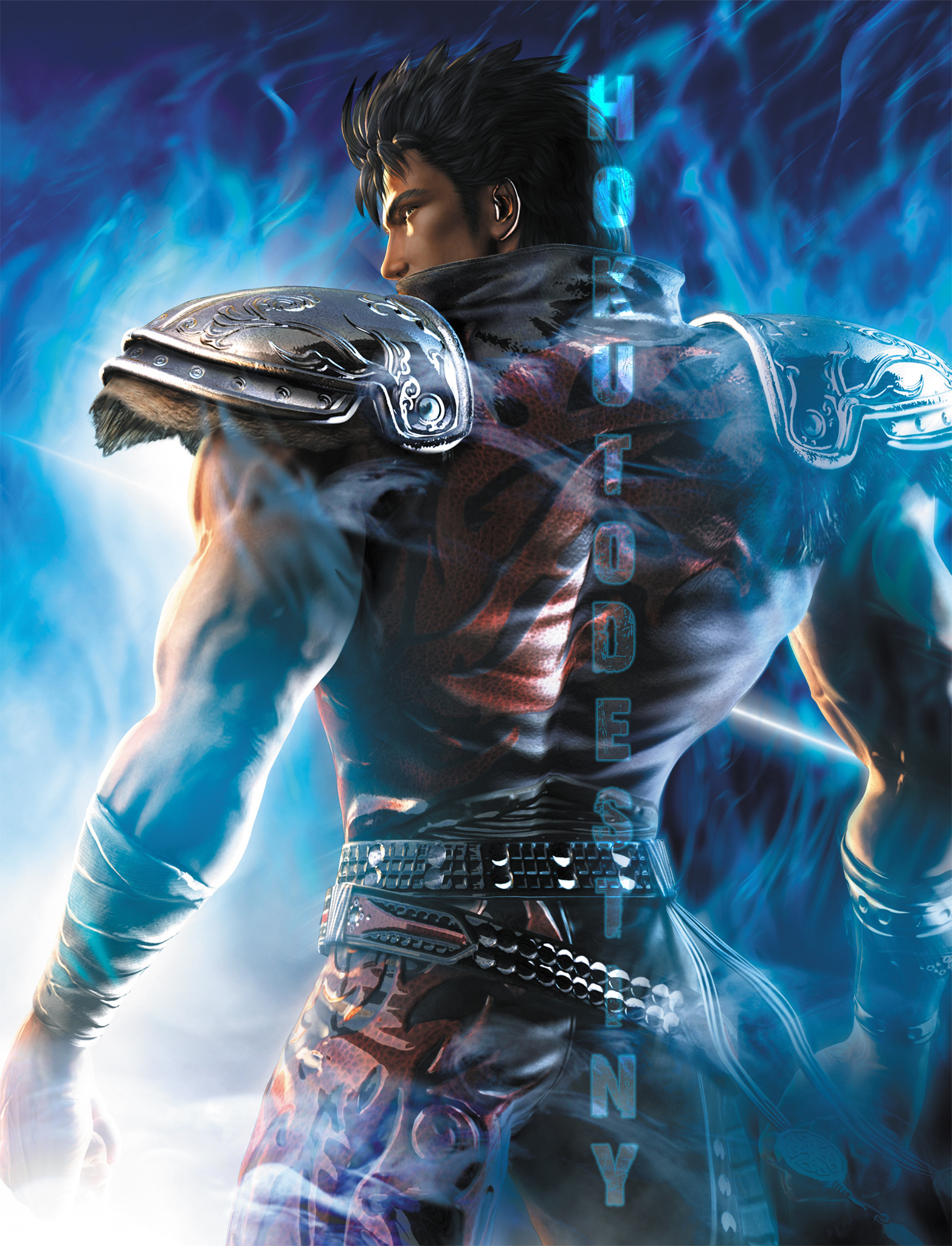 Kenshiro, Ken il guerriero, Aura blu, Di spalle, sfondo per iPad e tablet