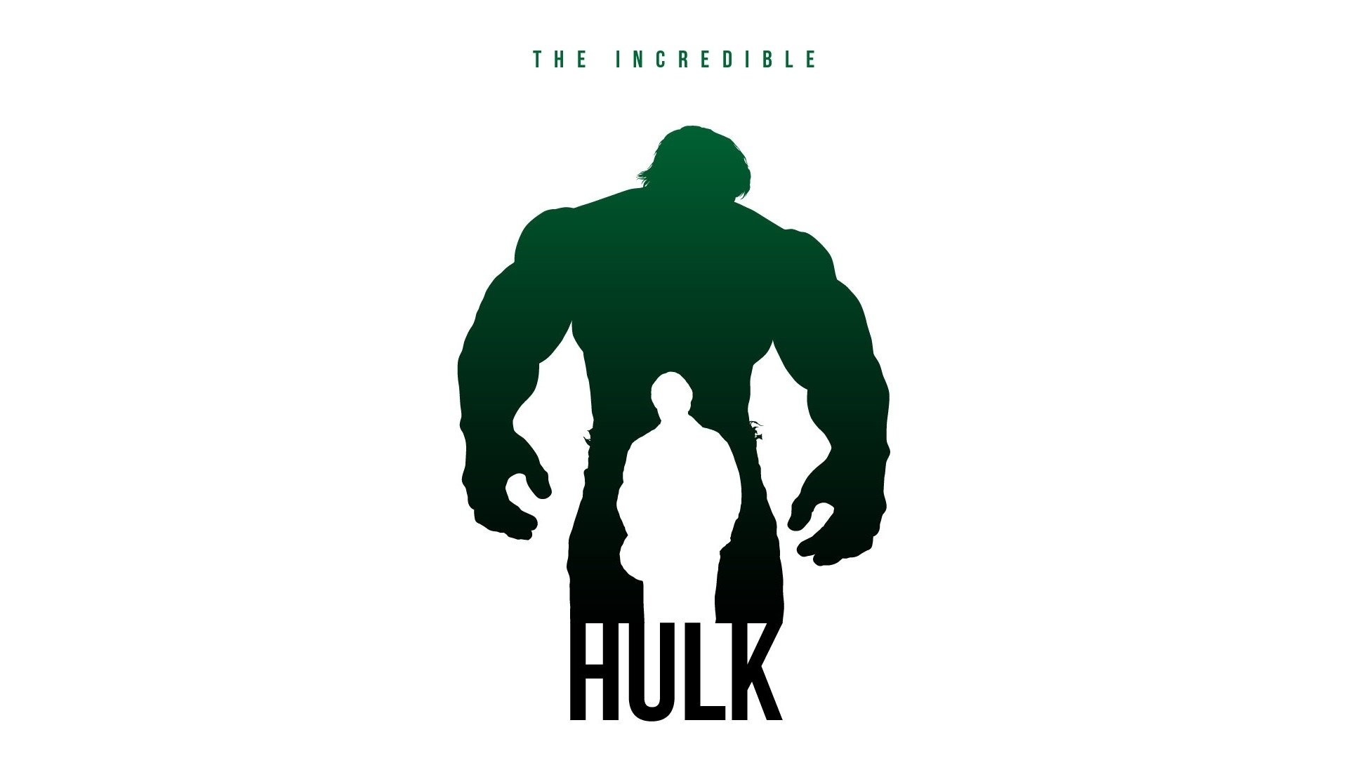 Hulk, The Incredible Hulk, Bruce Banner, Silhouette, Sfondo bianco, wallpaper desktop Full HD