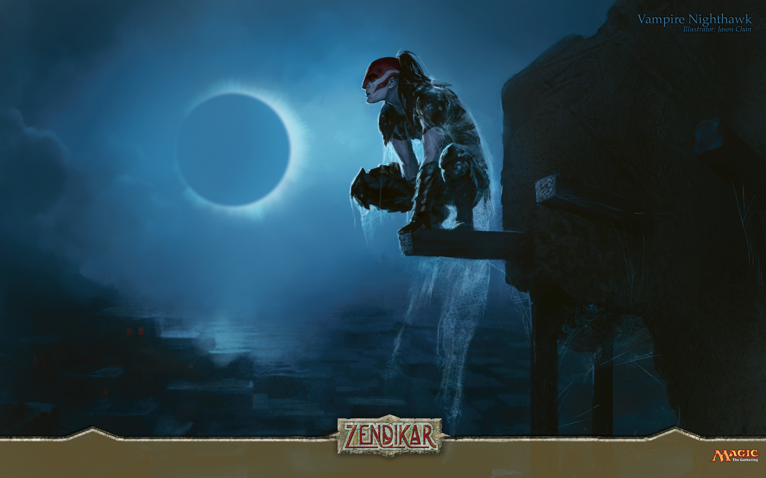 Vampire Nighthawk, Zendikar, Magic: The Gathering, Eclissi, Notte, sfondo per portatile