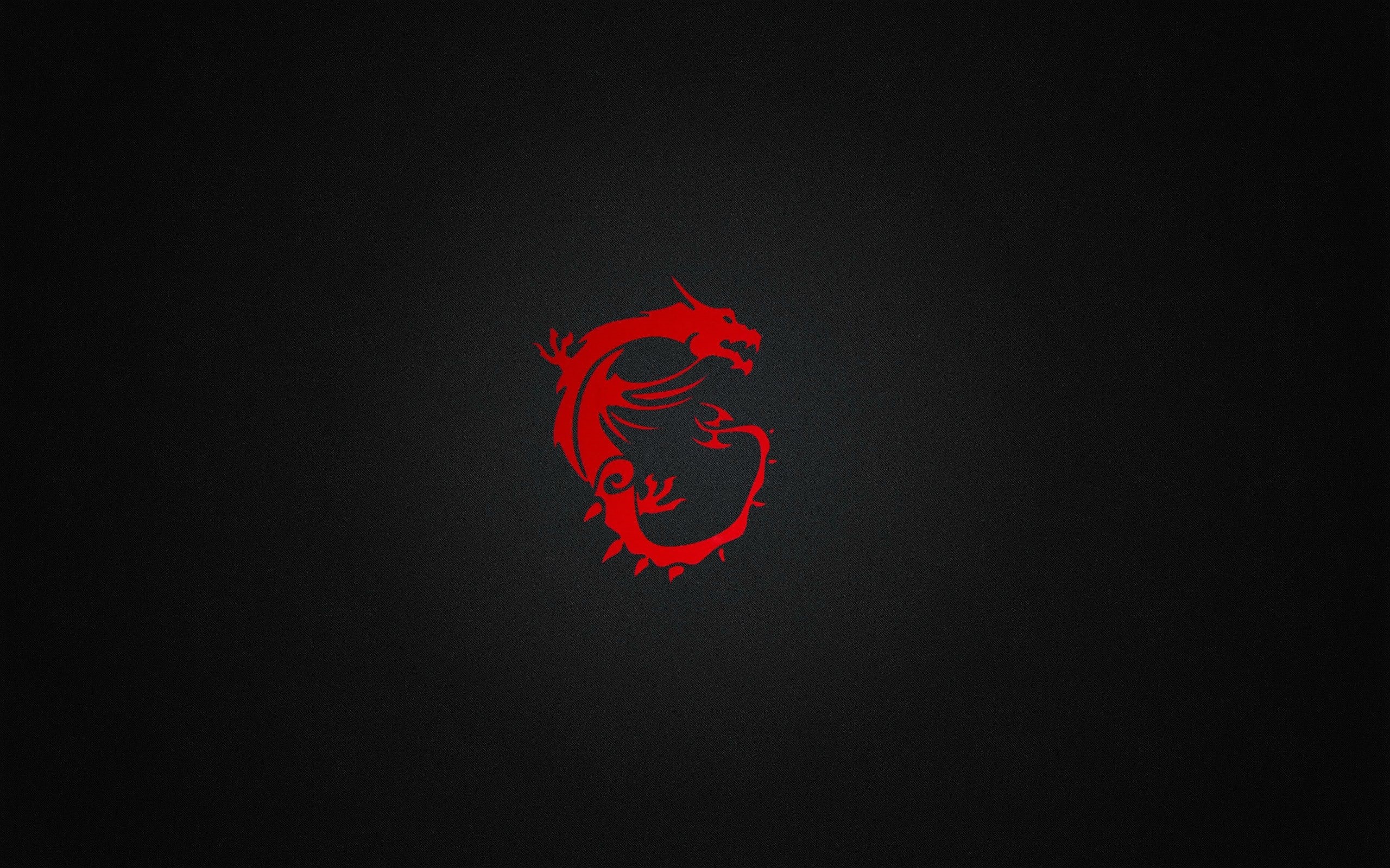 MSI, Drago, Minimalista, Sfondo nero, 2K, wallpaper desktop