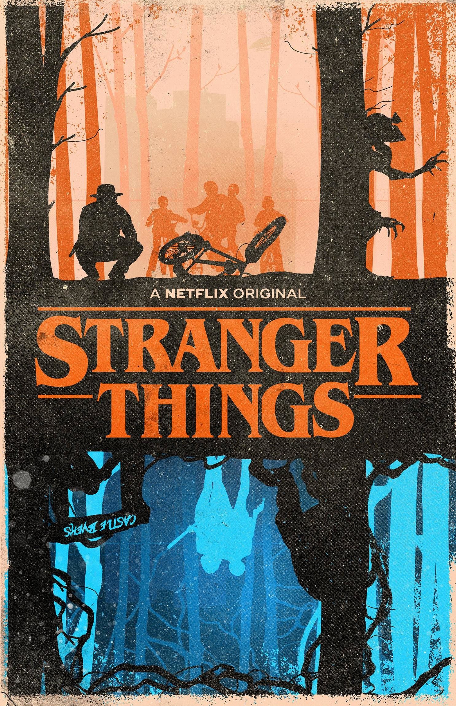 Stranger Things, Sottosopra, Poster, Arancione, QHD+, schermata di blocco del cellulare