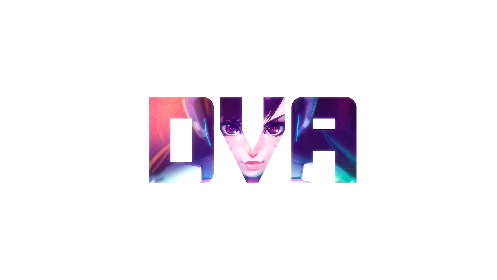 D.Va, Overwatch, Tipografia, Sfondo bianco, 16:9 Full HD, wallpaper widescreen