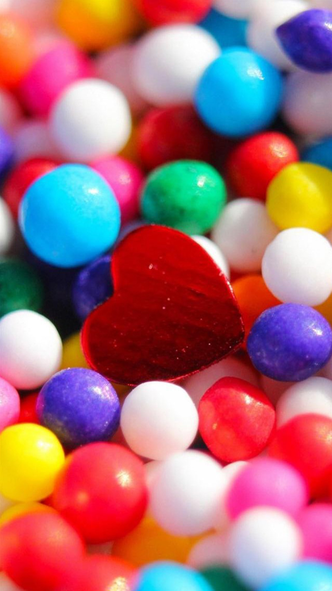 Caramelle colorate, Cuore rosso, Full HD, sfondo per smartphone