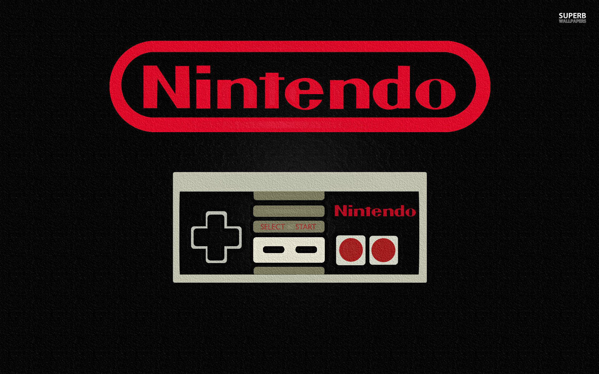 Nintendo, Logo, Controller NES, Sfondo nero, Full HD, wallpaper desktop