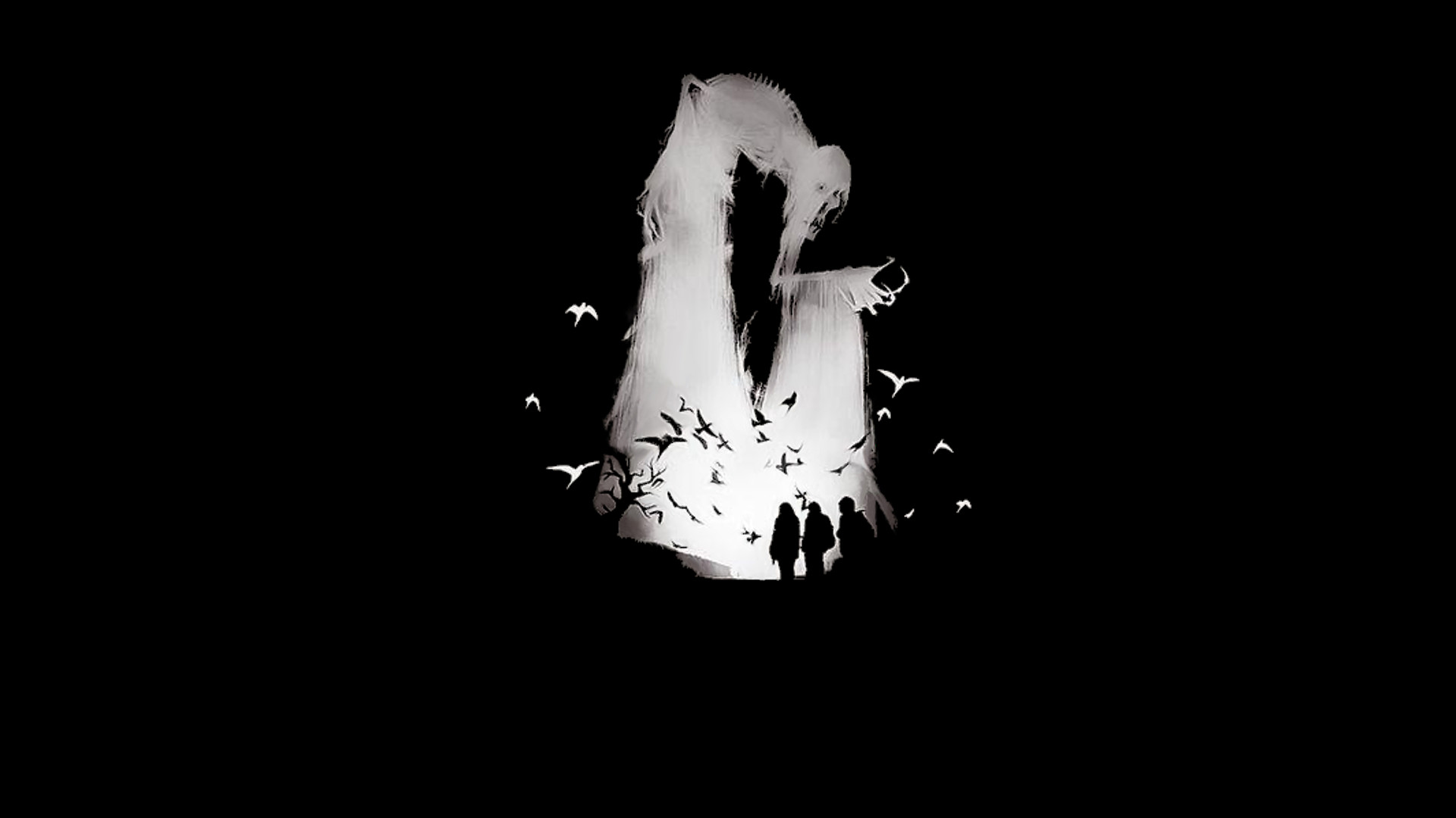 Harry Potter, Silhouette, Minimalista, Sfondo nero, Full HD, wallpaper per portatile
