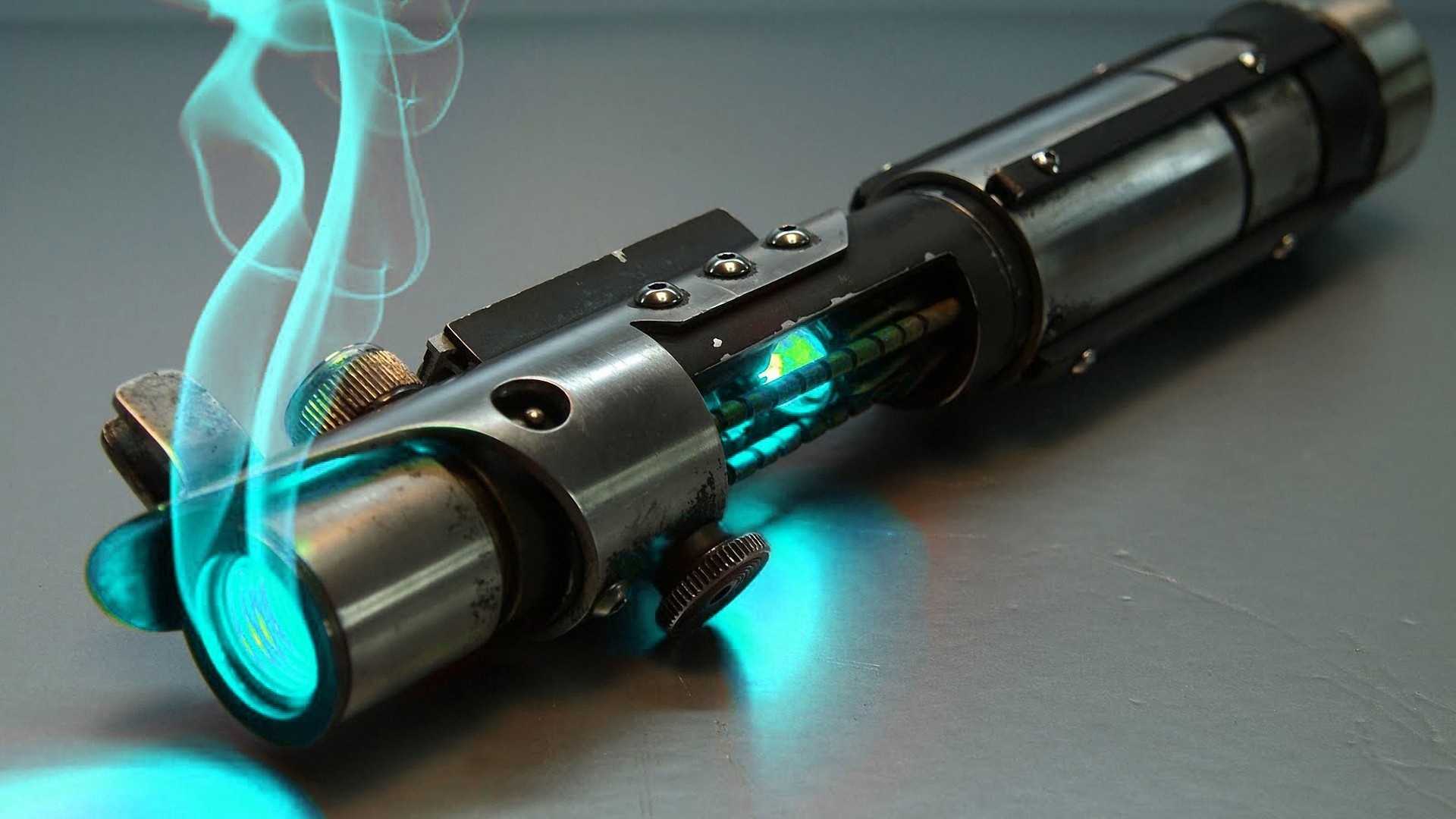 Spada laser, Star Wars, Spada laser blu, Fumo, Macro, 1920x1080, immagine di sfondo