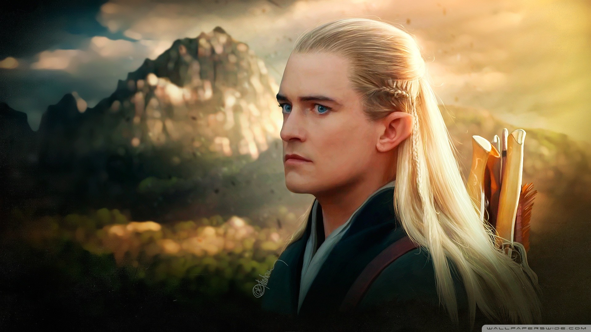 Legolas, Orlando Bloom, Lo Hobbit, Ritratto, 16:9 Full HD, wallpaper widescreen
