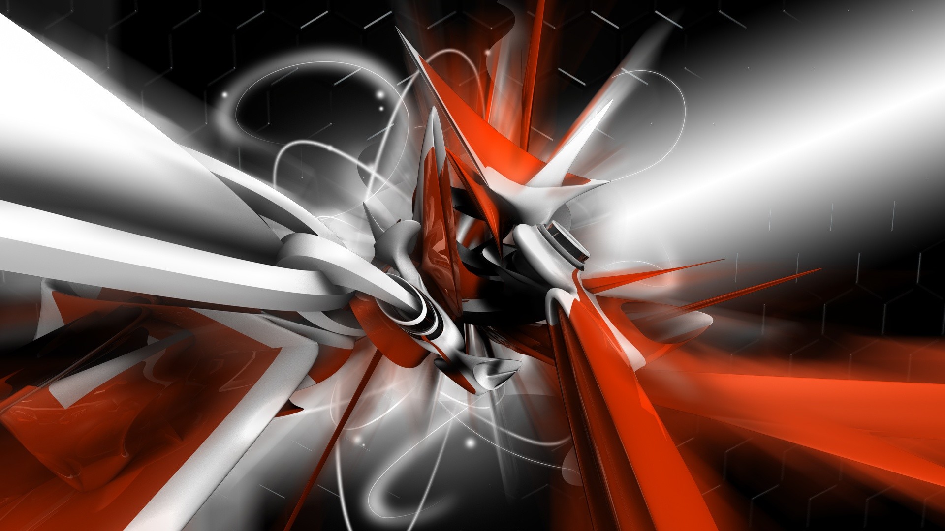Astratto 3D, Arancione, Bianco e nero, Full HD 1080p, sfondo desktop