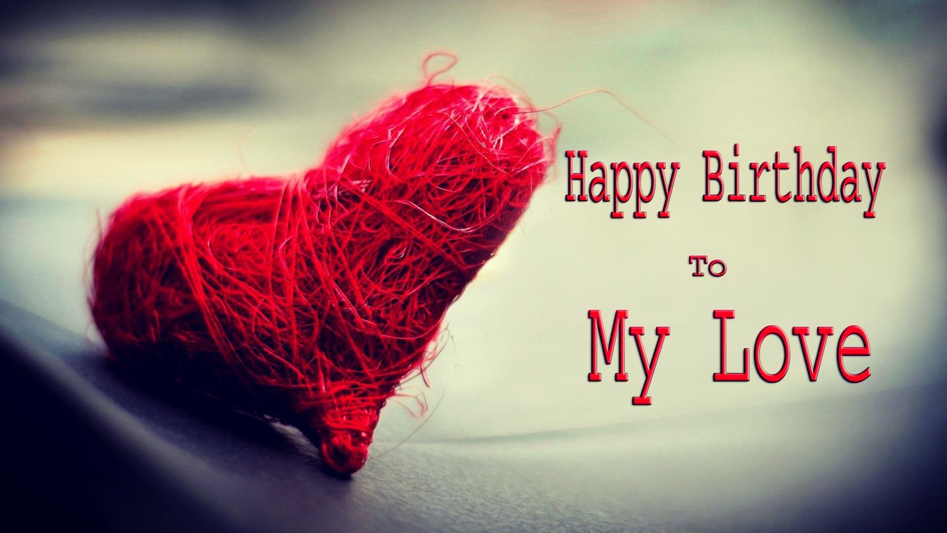 Happy Birthday My Love, Cuore di filo, Rosso, Full HD, sfondo per portatile