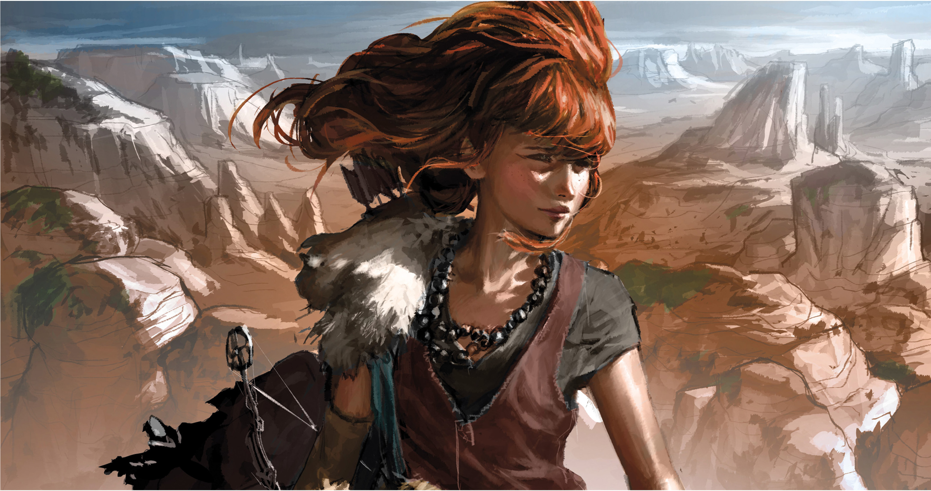 Aloy, Horizon Zero Dawn, Arte digitale, Montagne, 2K, sfondo desktop