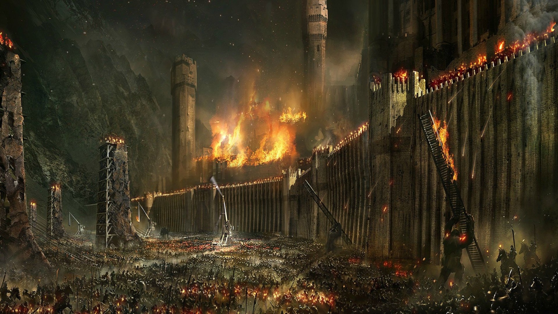Il Signore degli Anelli, Fortezza, Incendio, Full HD, sfondo per portatile