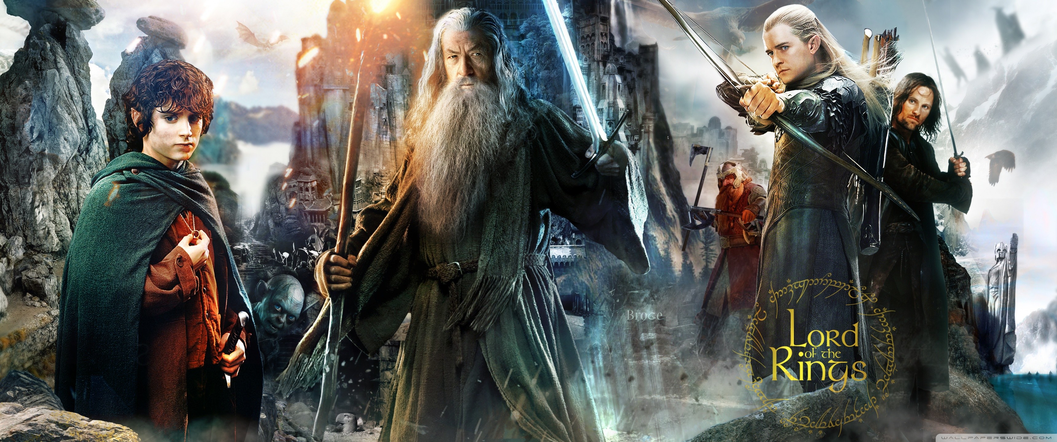 Frodo Baggins, Gandalf, Legolas, Aragorn, Il Signore degli Anelli, Logo, sfondo desktop 1440p