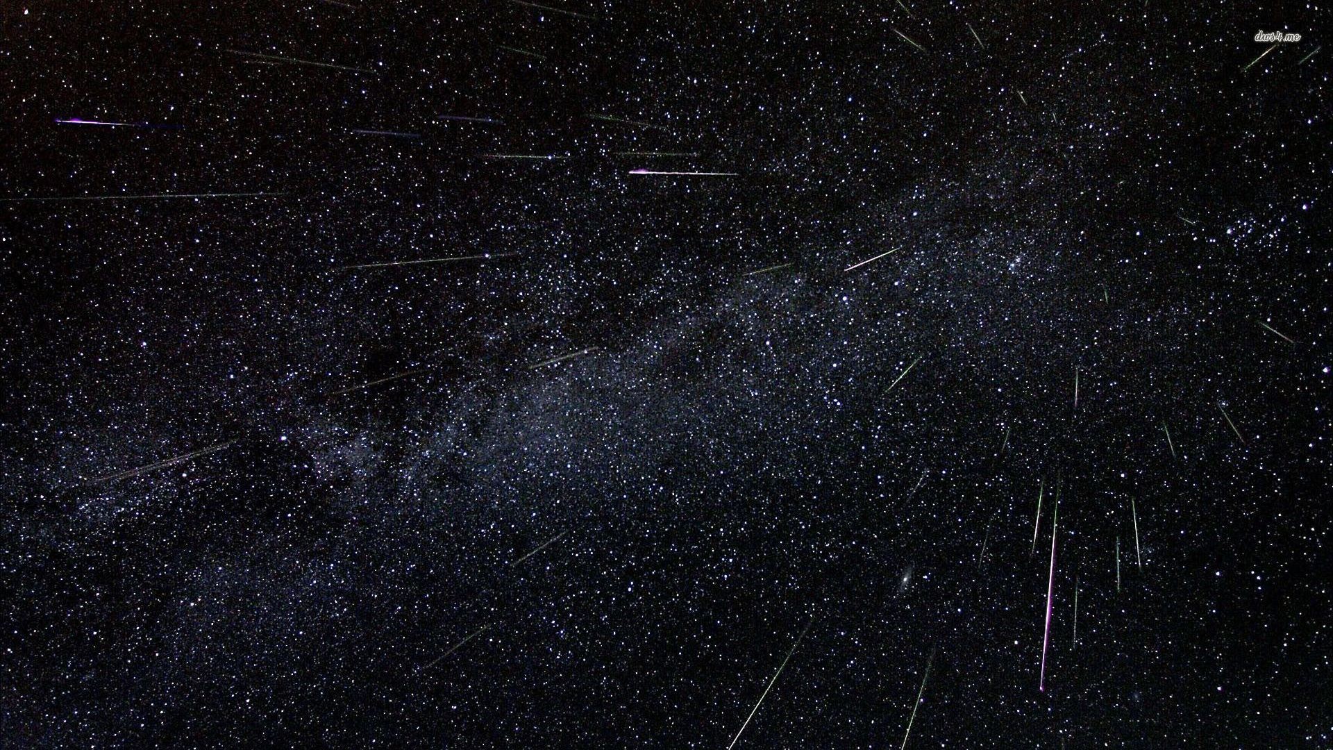 Stelle cadenti, Via Lattea, Cielo stellato, Notte, Full HD, wallpaper per portatile