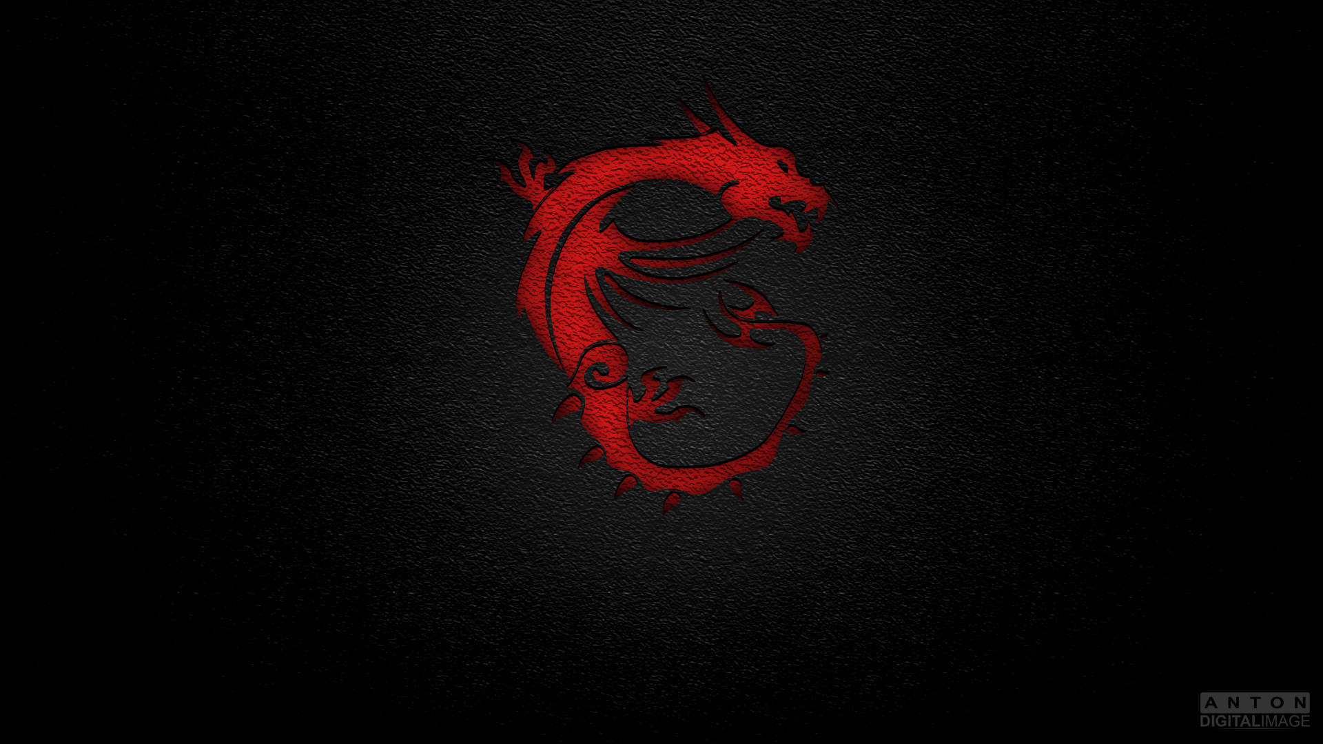 MSI, Drago rosso, Sfondo nero, Minimalista, Full HD, wallpaper desktop