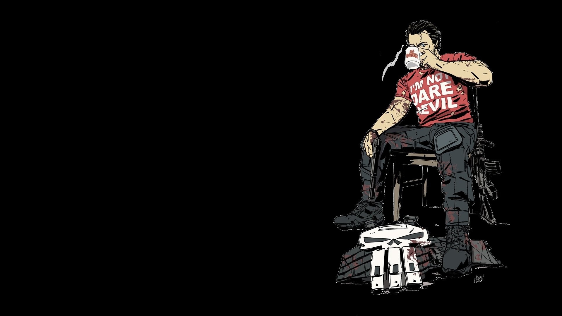 Frank Castle, Daredevil, The Punisher, Fumetto, Caffè, 16:9 Full HD, sfondo widescreen