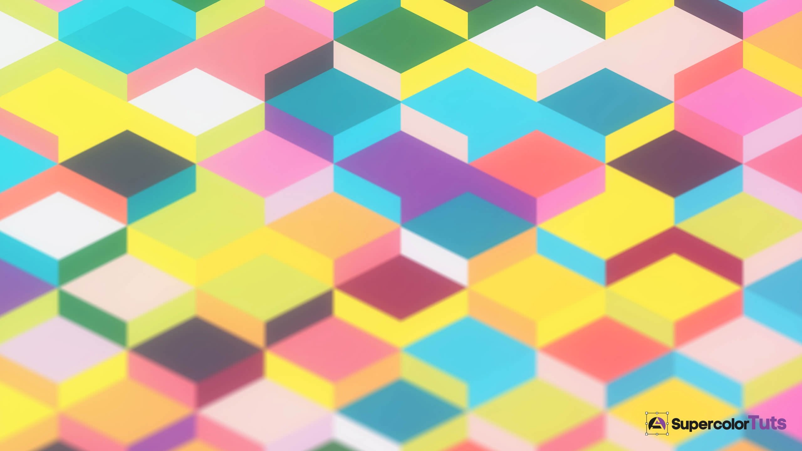 Cubi isometrici, Multicolore, Colori pastello, Motivo ripetuto, 2K, sfondo per PC