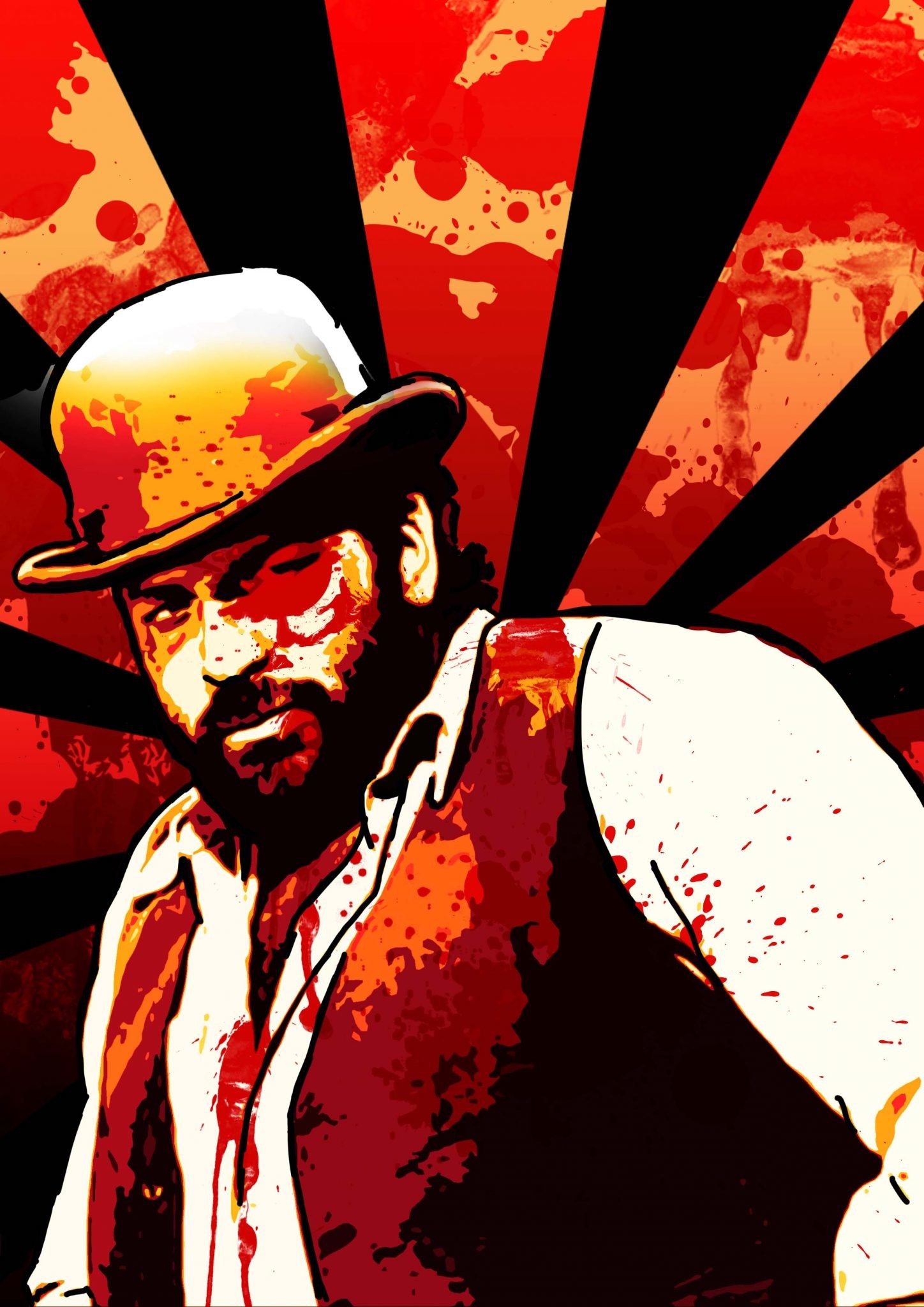 Bud Spencer, Pop art, Raggi, Rosso, QHD+, sfondo per iPad e tablet