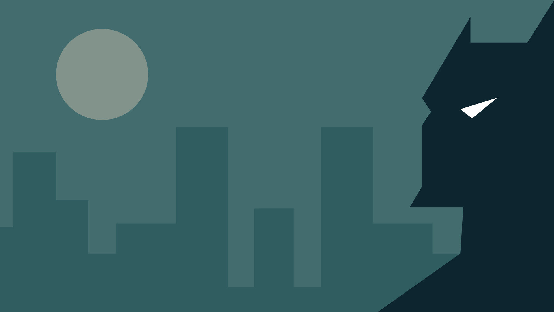 Minimalismo, Batman, Città, Luna, Full HD, sfondo per PC