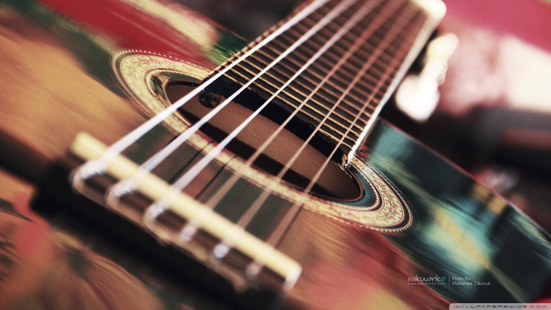 Chitarra acustica, Corde, Rosetta, Sfocatura, Full HD, sfondo per PC