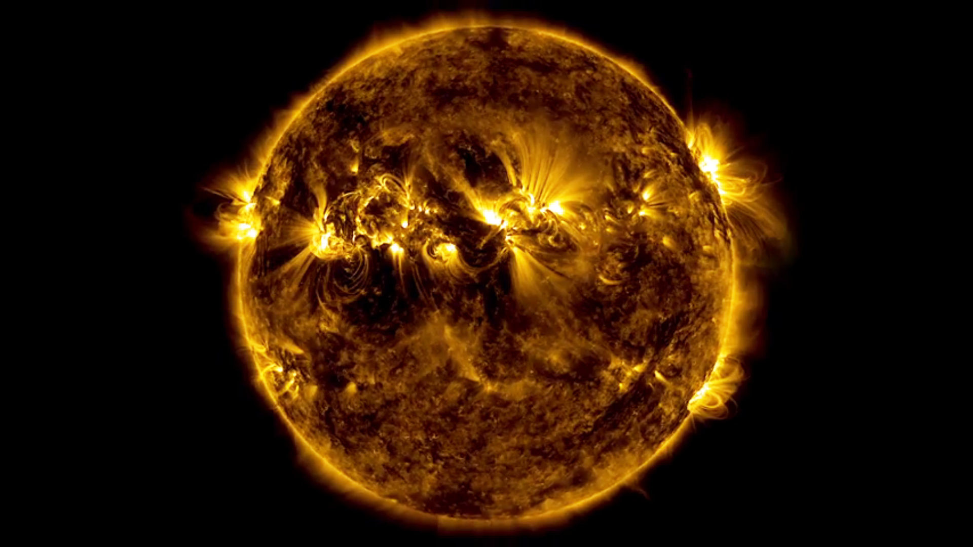 Sole, Superficie solare, NASA, Sfondo nero, Full HD, wallpaper desktop