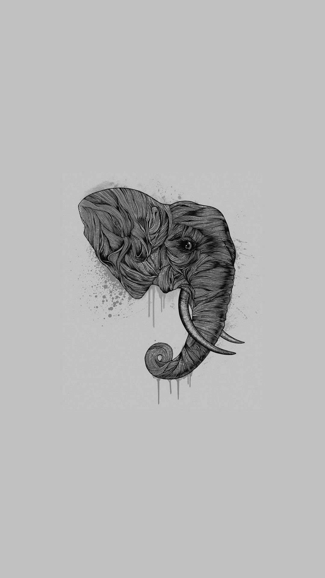 Elefante, Disegno a matita, Sfondo grigio, schermata di blocco iPhone 6