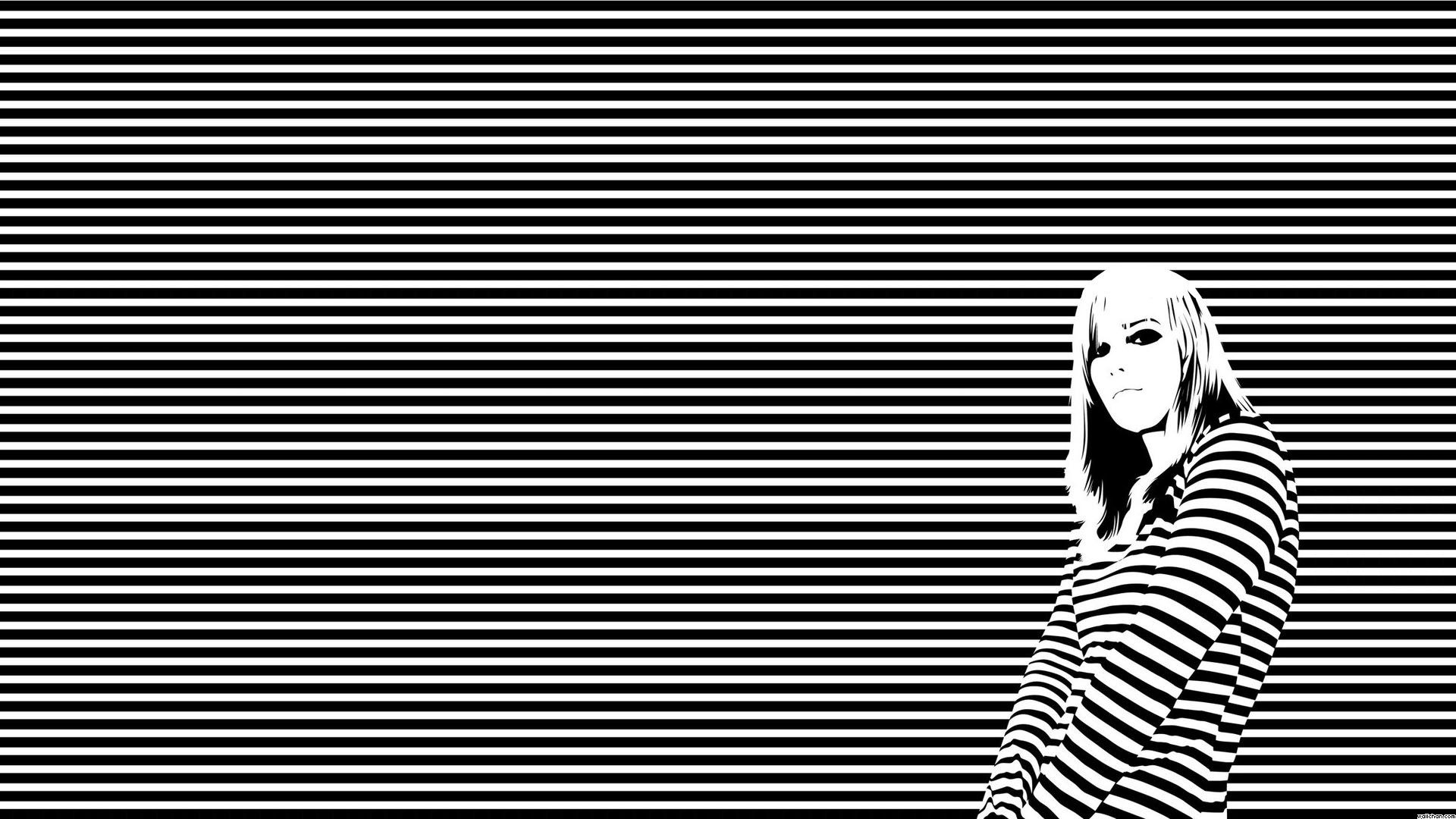 Righe, Ragazza, Optical art, Minimalista, 1920x1080, wallpaper desktop
