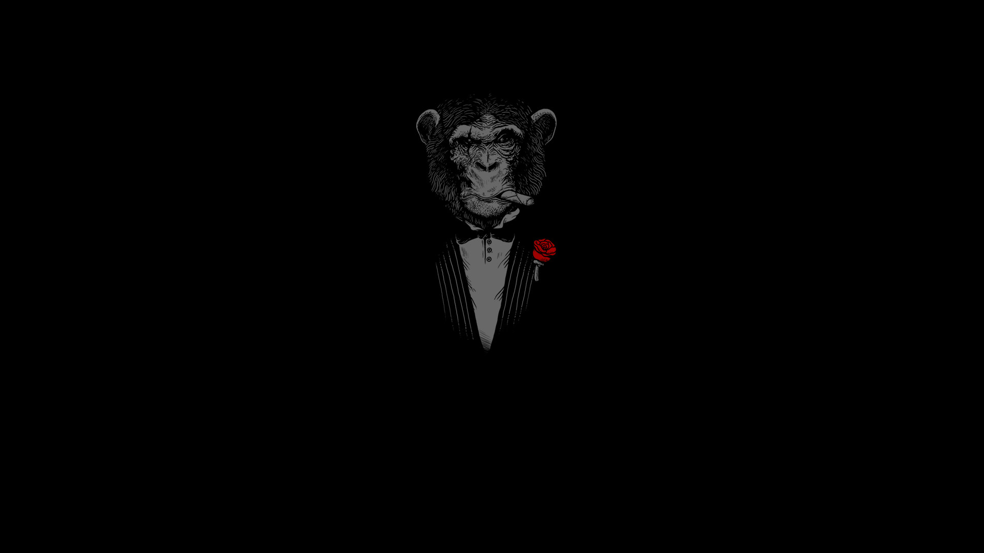 Scimpanzé, Smoking, Il Padrino, Sfondo nero, Full HD, wallpaper desktop