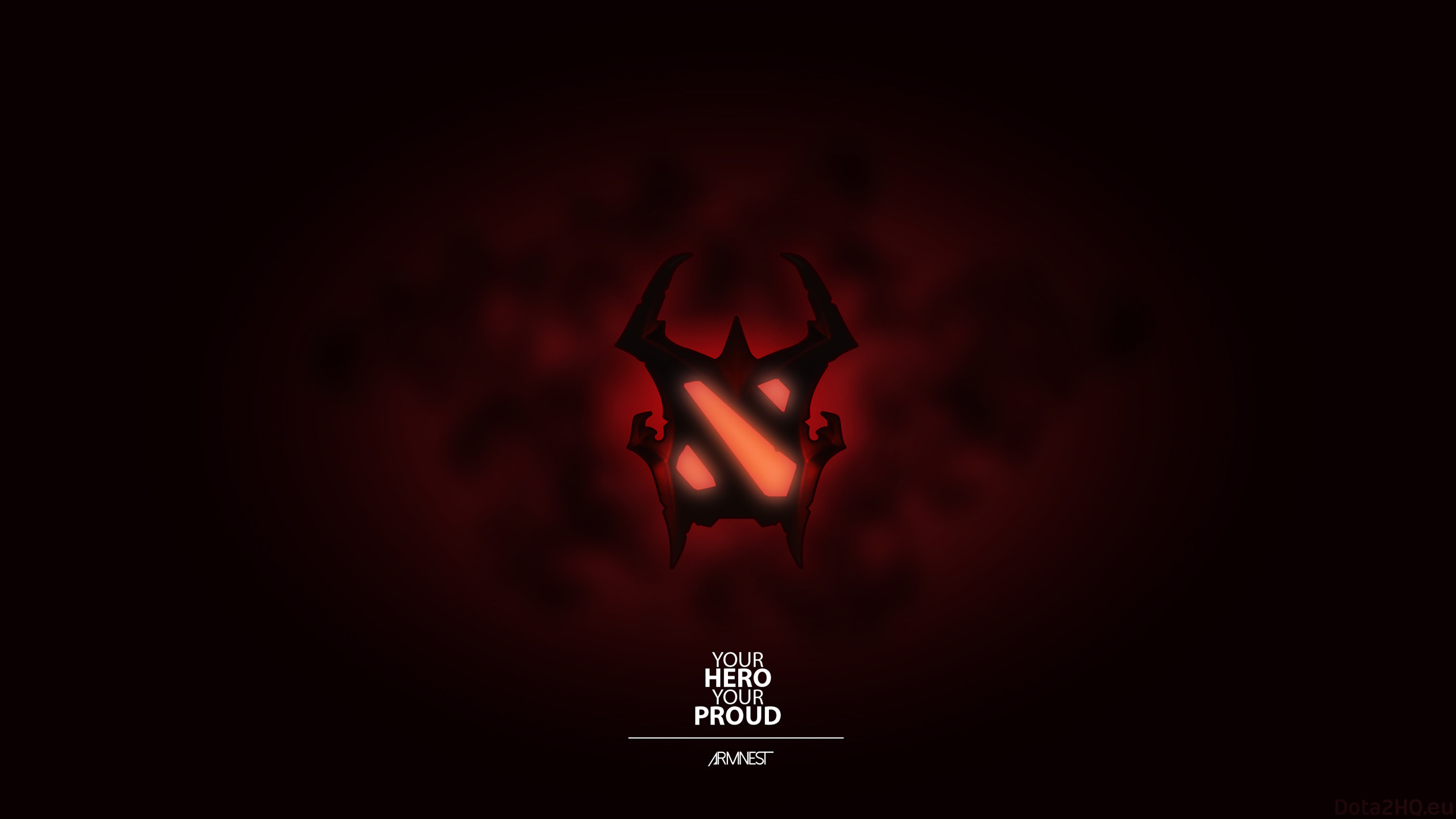 Dota 2, Logo, Your Hero Is Proud, Rosso scuro, 16:9 2K, sfondo widescreen