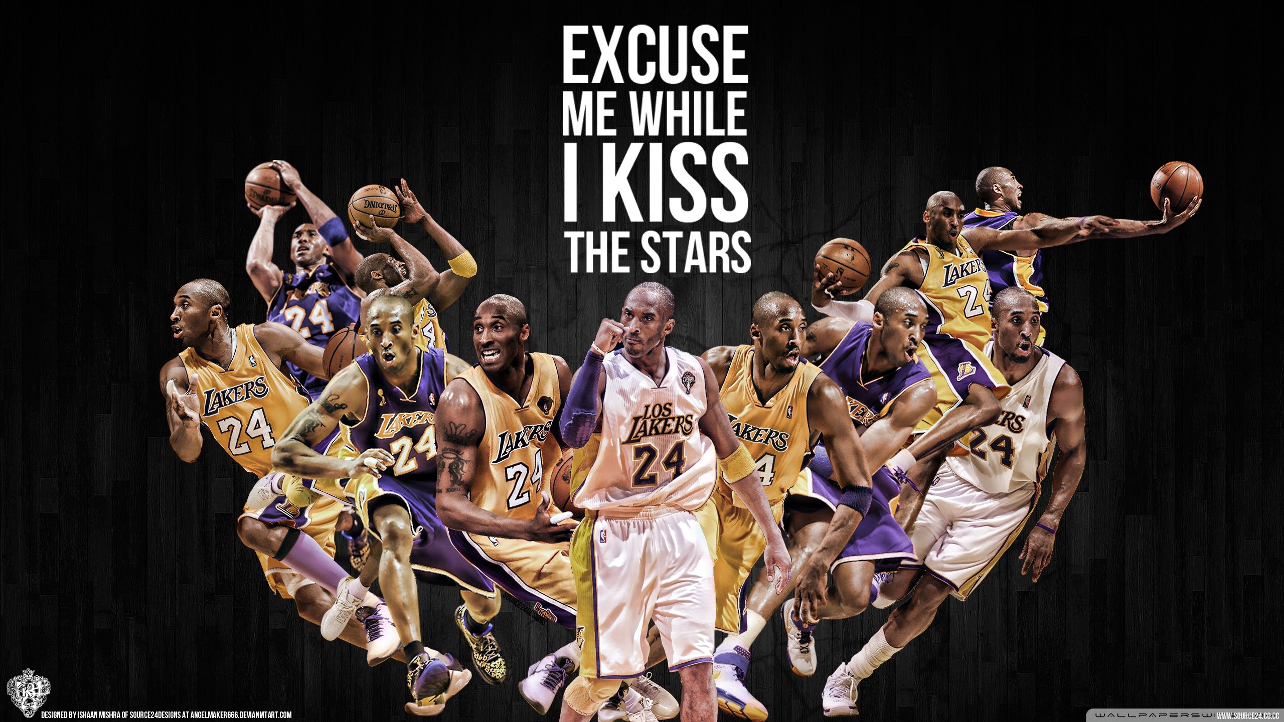 Kobe Bryant, Los Angeles Lakers, Excuse Me While I Kiss the Stars, Collage, sfondo per portatile