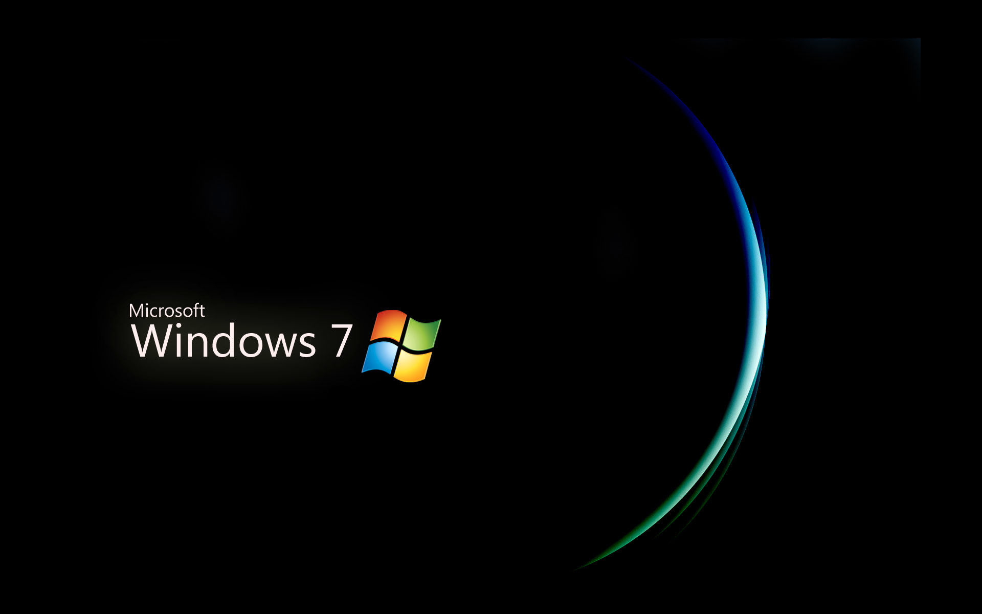 Windows 7, Microsoft, Sfondo nero, Arco luminoso, Full HD, wallpaper per computer