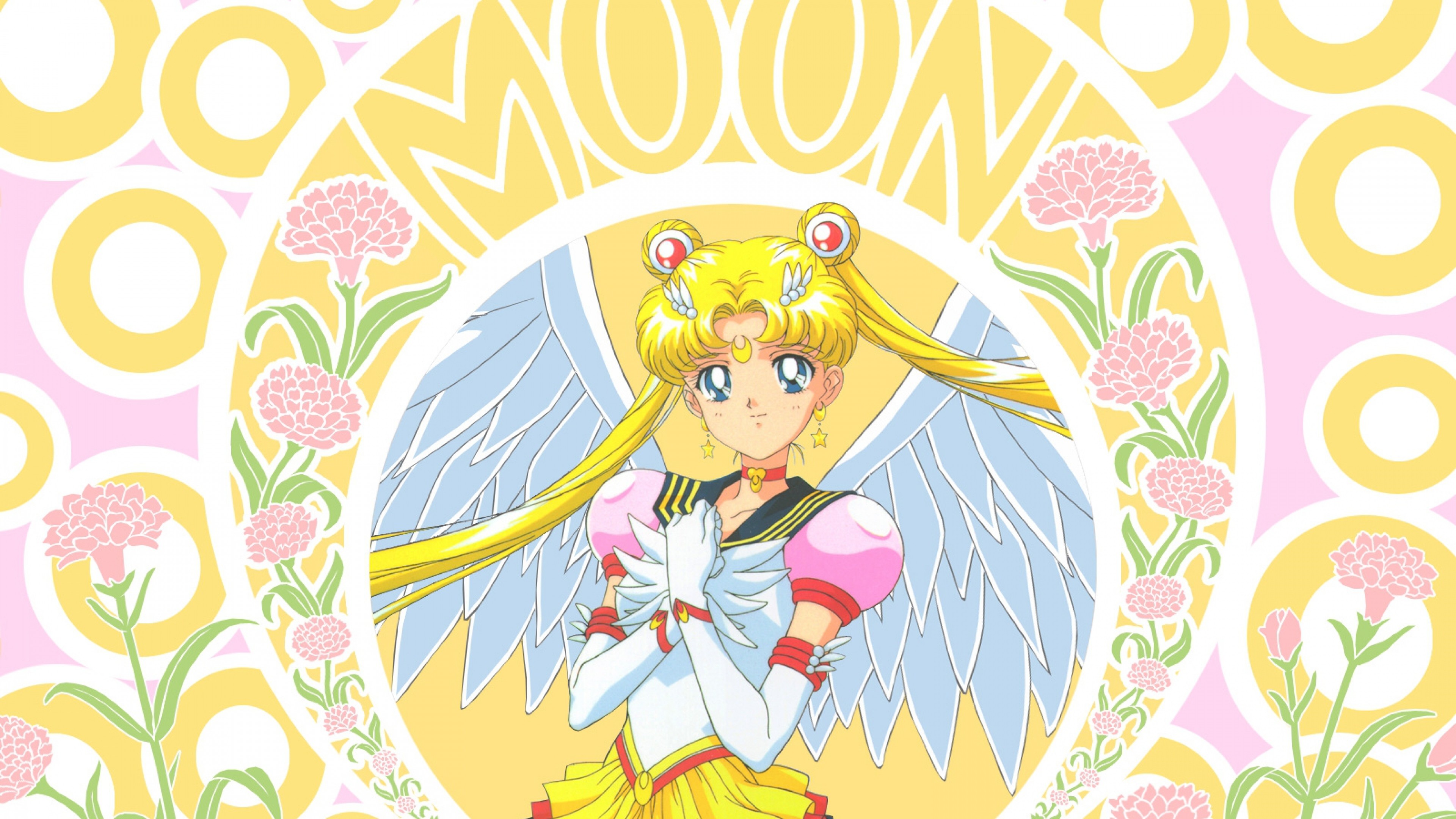 Super Sailor Moon, Sailor Moon, Garofani, Giallo, 3840x2160, sfondo per PC