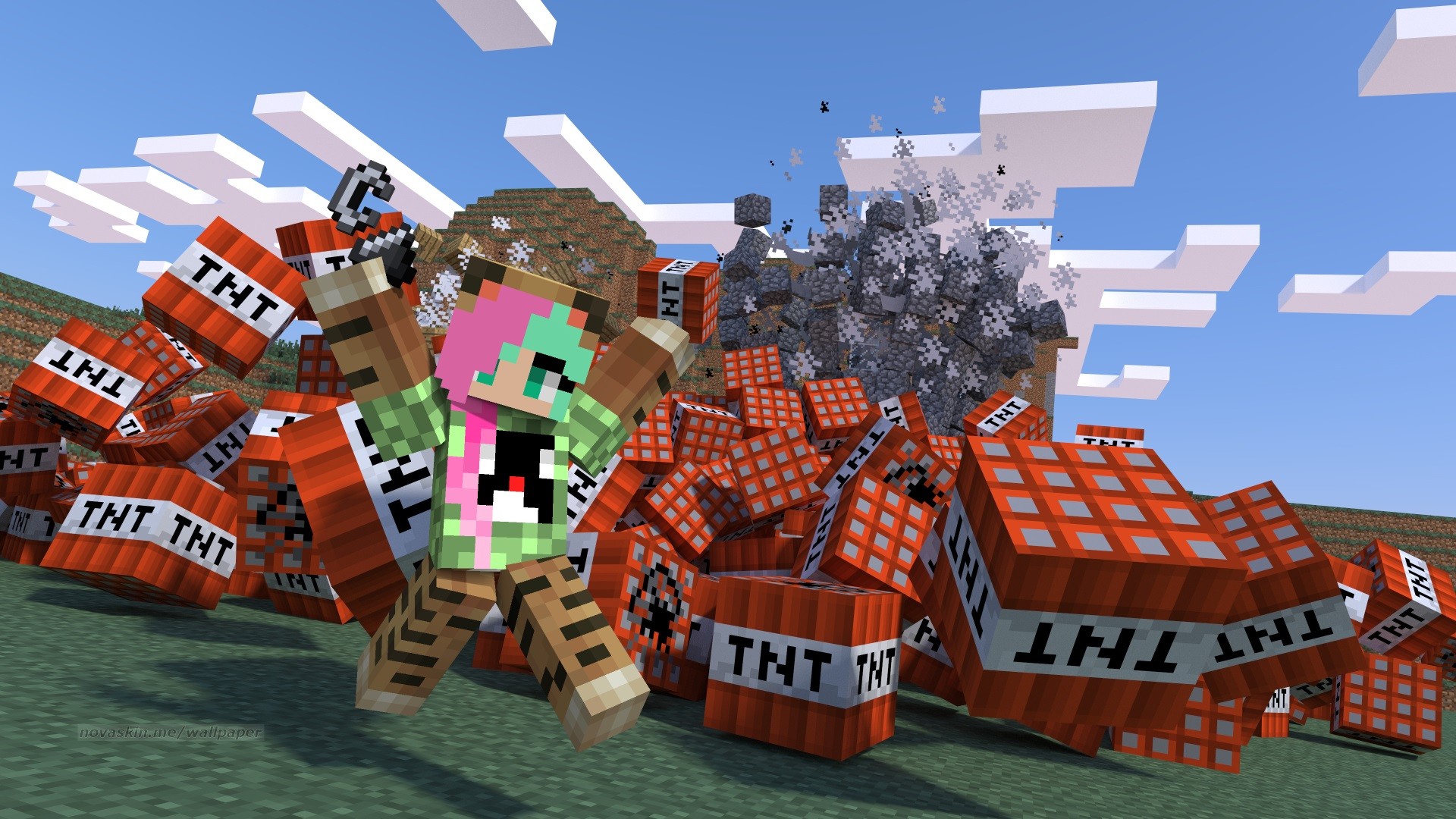Minecraft, Novaskin, TNT, Esplosione, 1920x1080, sfondo per PC