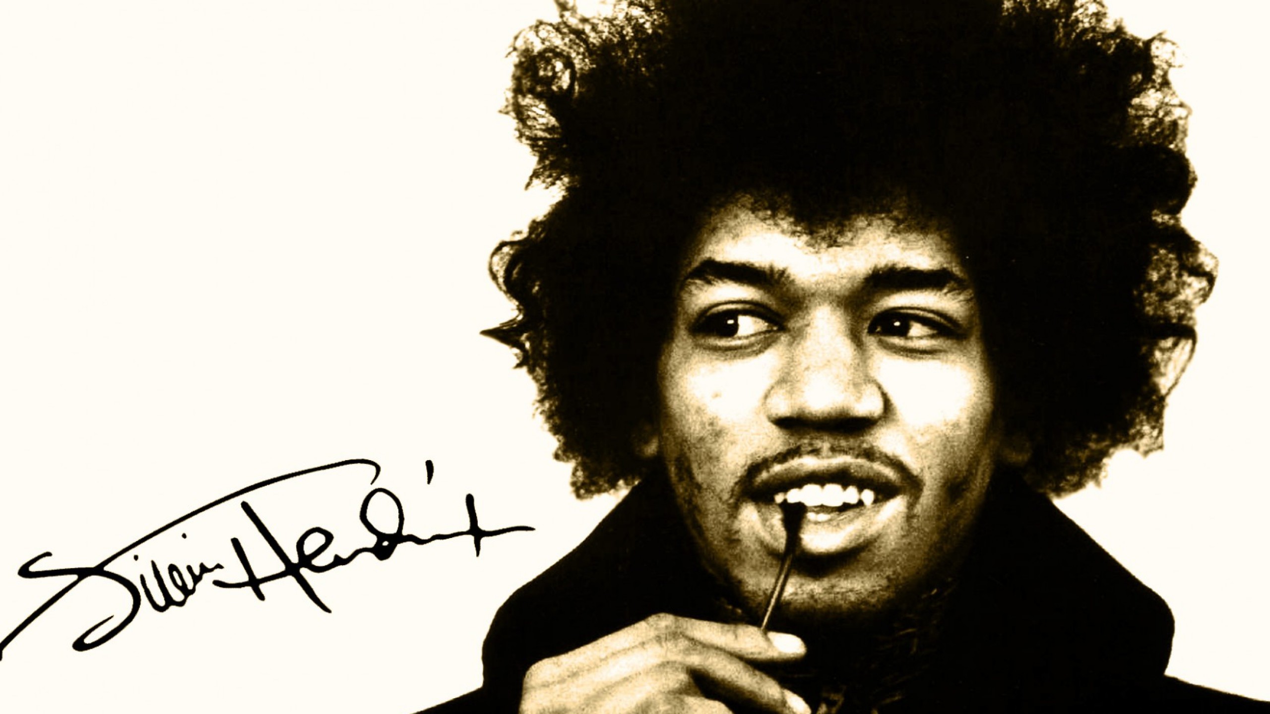 Jimi Hendrix, Autografo, Ritratto, Seppia, 2K, sfondo per PC e portatile