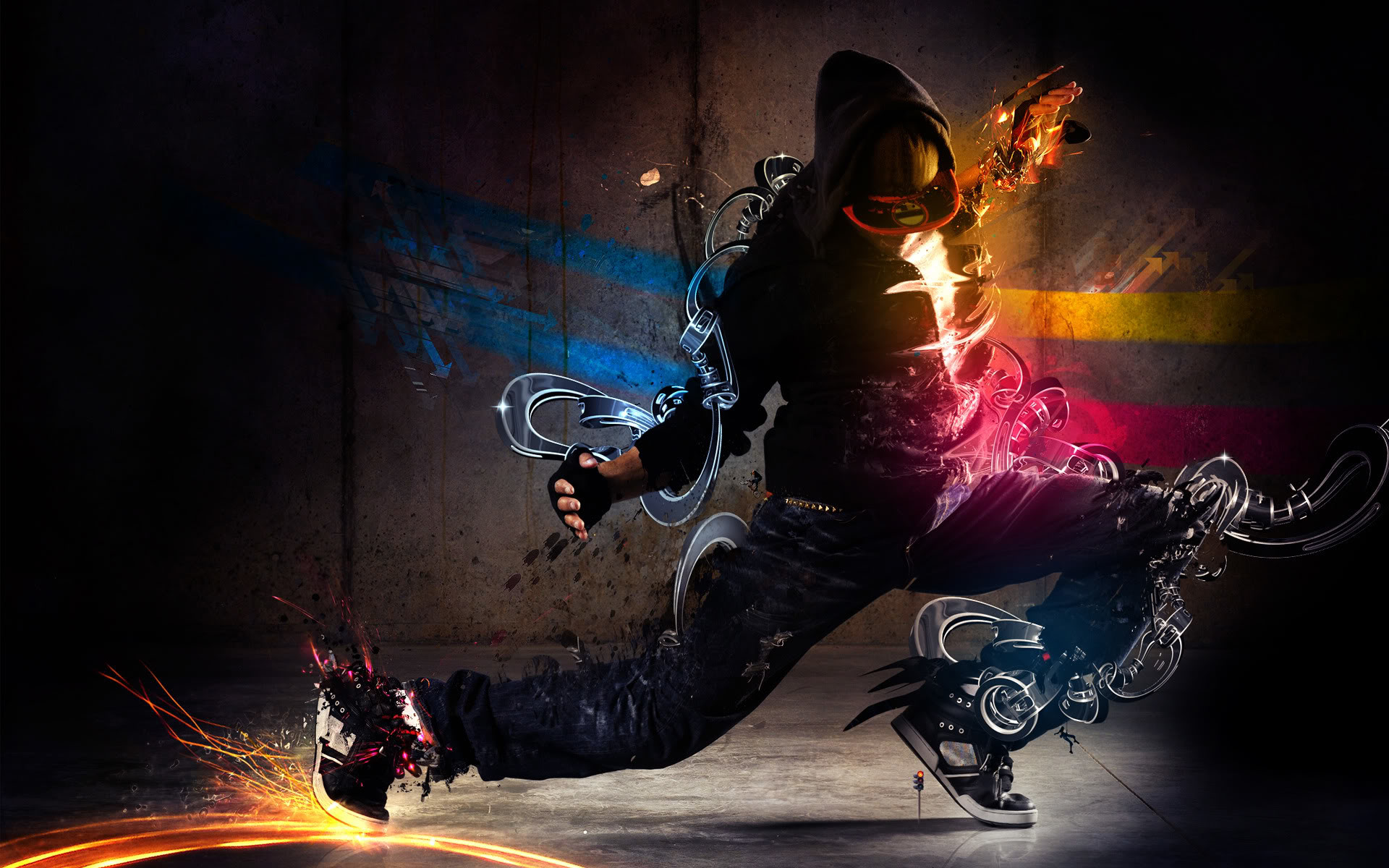 Breakdance, Ballerino, Hip hop, Effetti luminosi, 16:10 Full HD, sfondo widescreen