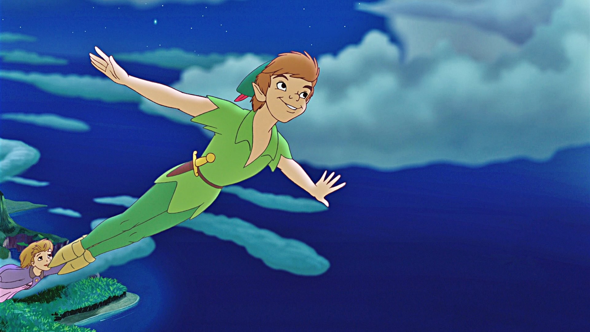 Peter Pan, Disney, Volo, Nuvole, Full HD 1080p, sfondo desktop