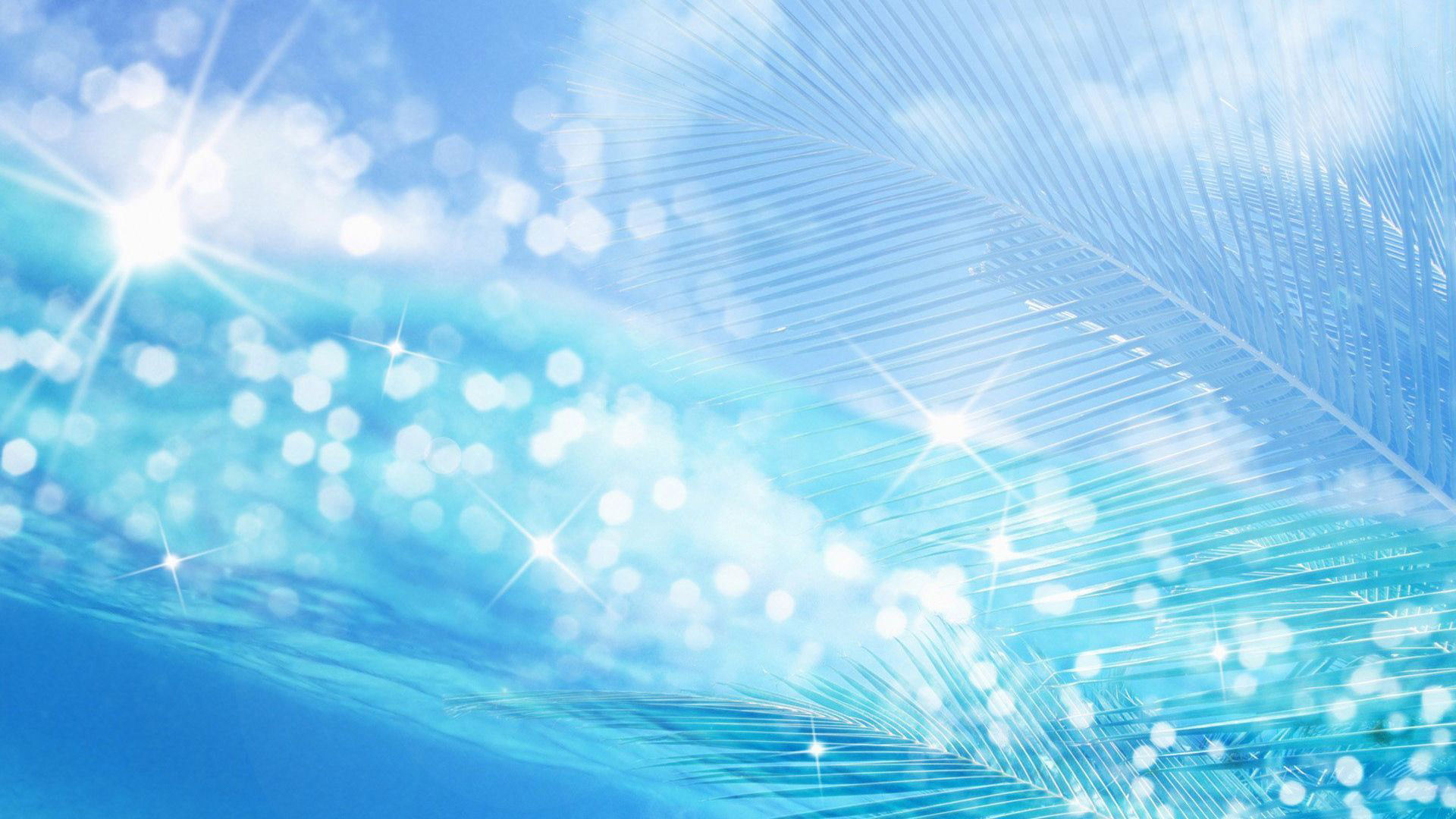 Azzurro, Piuma, Bokeh, Scintille, Astratto, 16:9 Full HD, sfondo widescreen