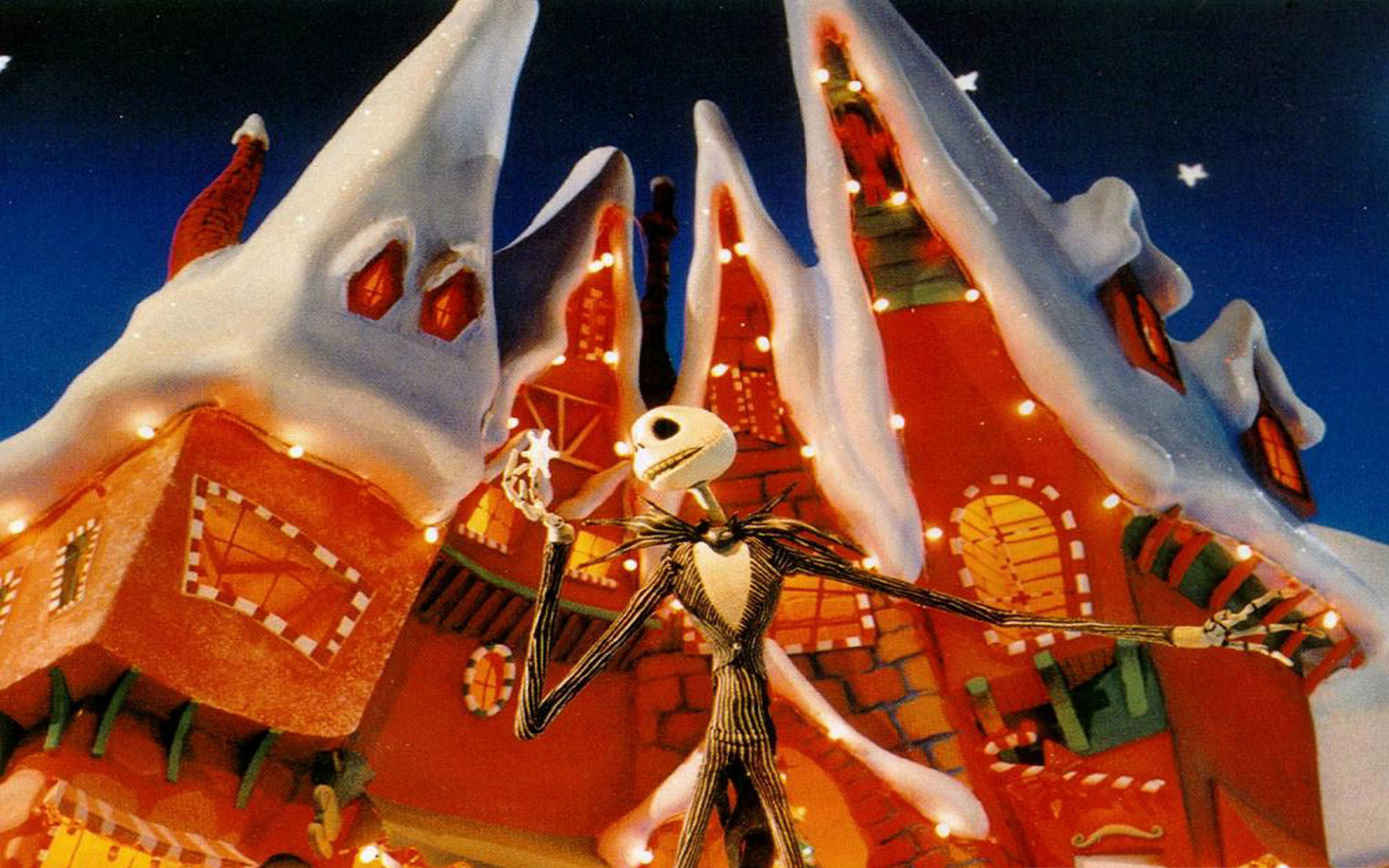 Jack Skellington, Nightmare Before Christmas, Halloween Town, Neve, Luci, sfondo MacBook Pro