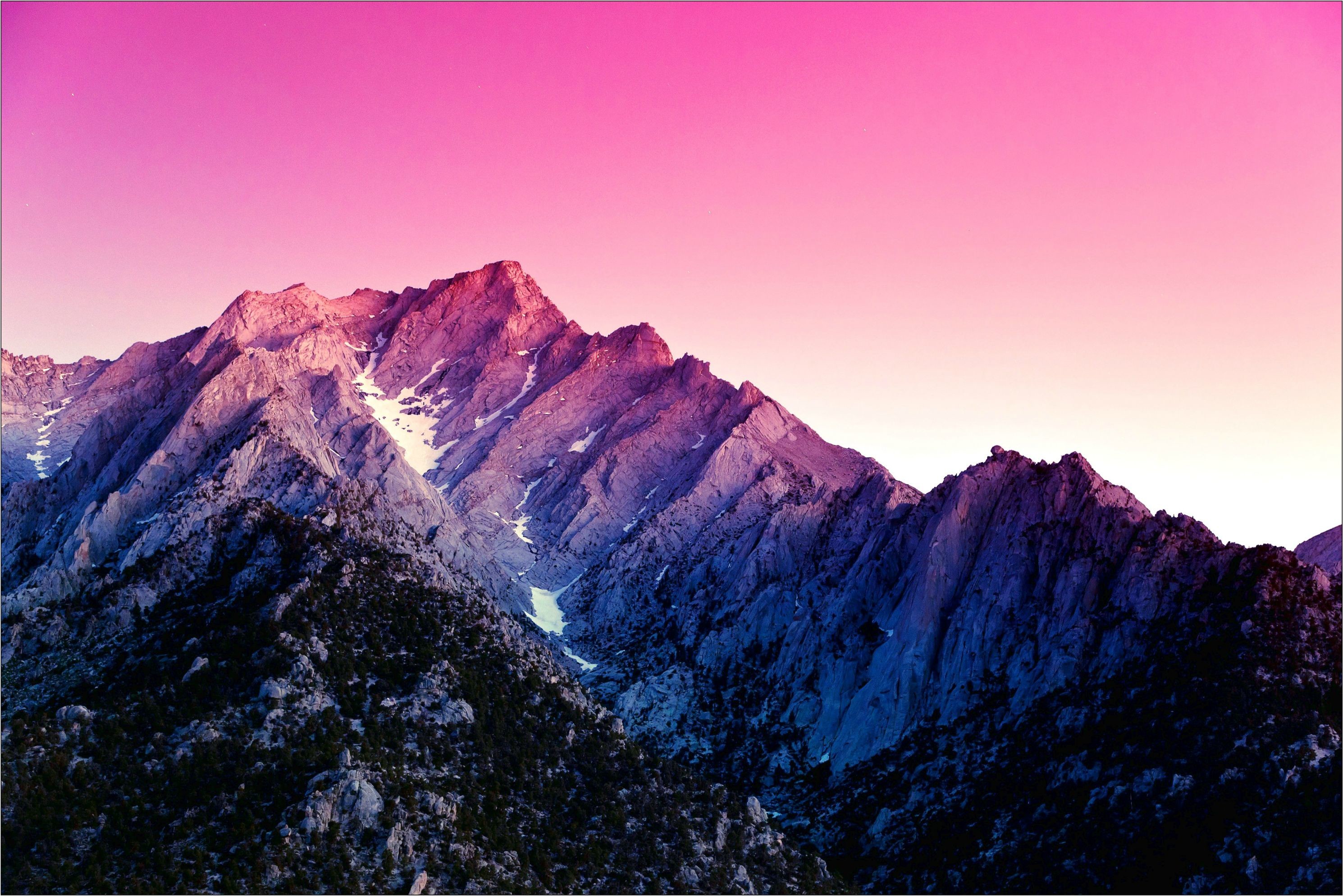 Montagne, Cielo rosa, Crepuscolo, 2K, sfondo per PC