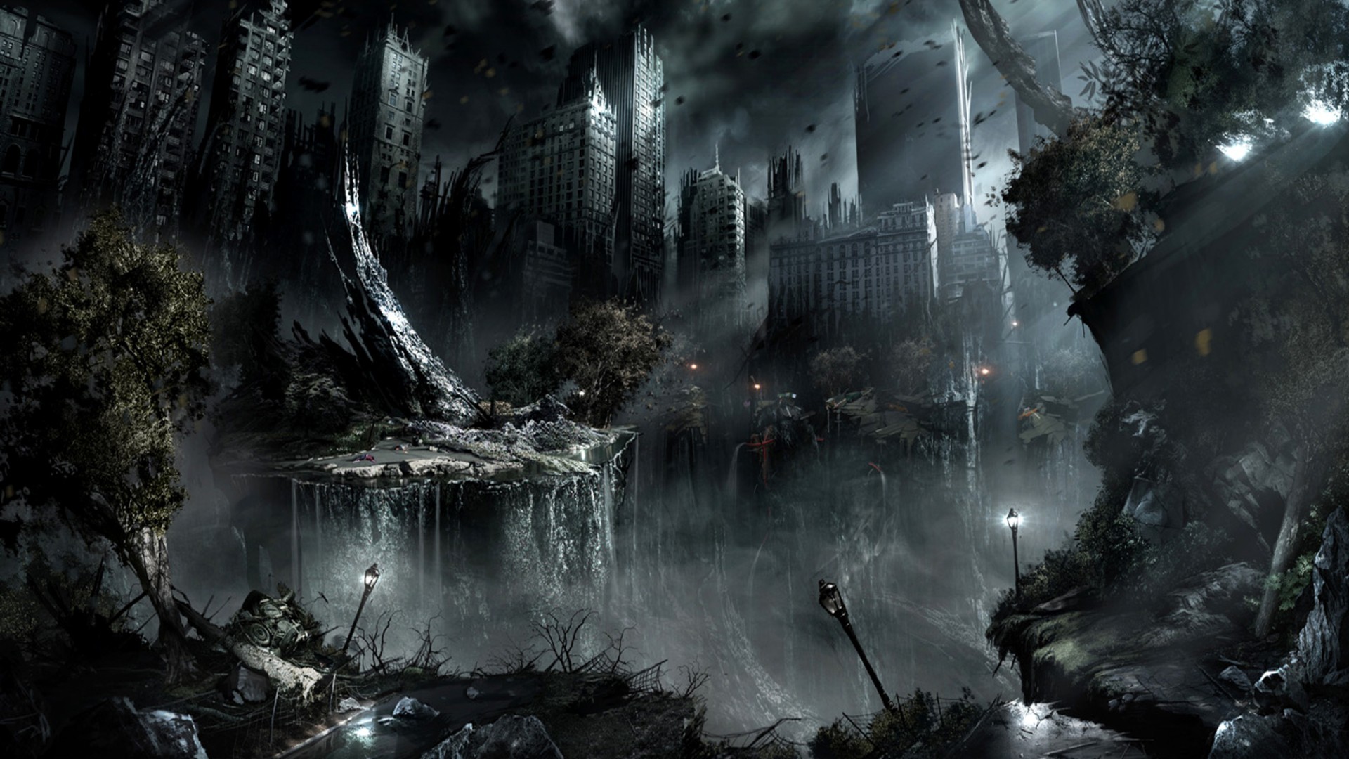 Città in rovina, Post-apocalittico, Fantasy, Arte digitale, Full HD 1080p, sfondo desktop