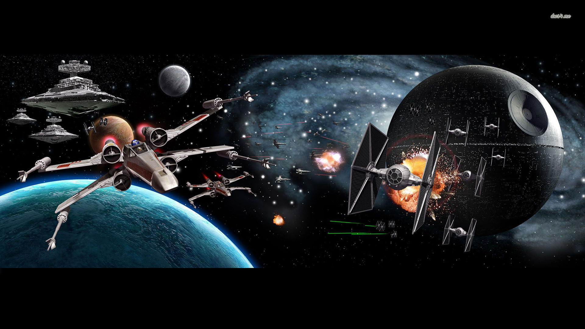 Morte Nera, X-wing, Star Destroyer, TIE Fighter, Battaglia spaziale, sfondo Full HD per portatile