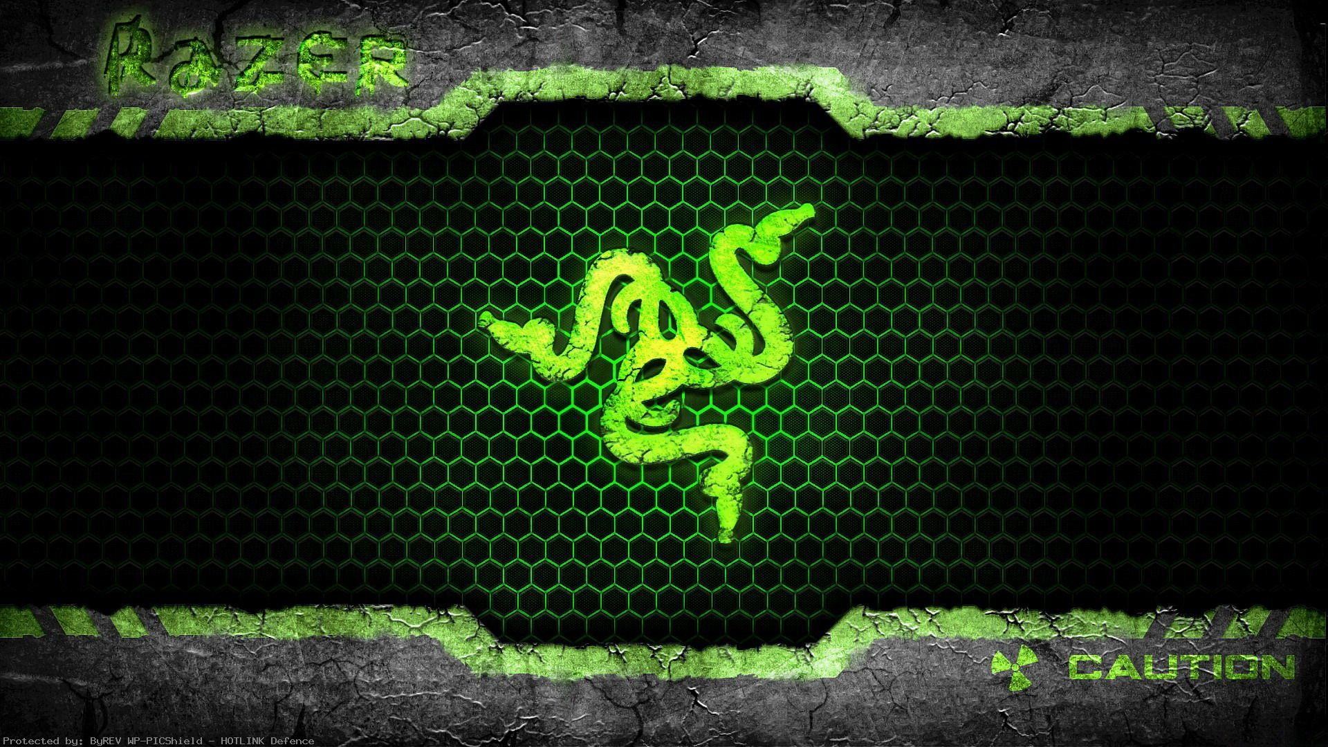 Razer, Logo Razer, Esagoni, Caution, Verde, Full HD, sfondo Windows 11