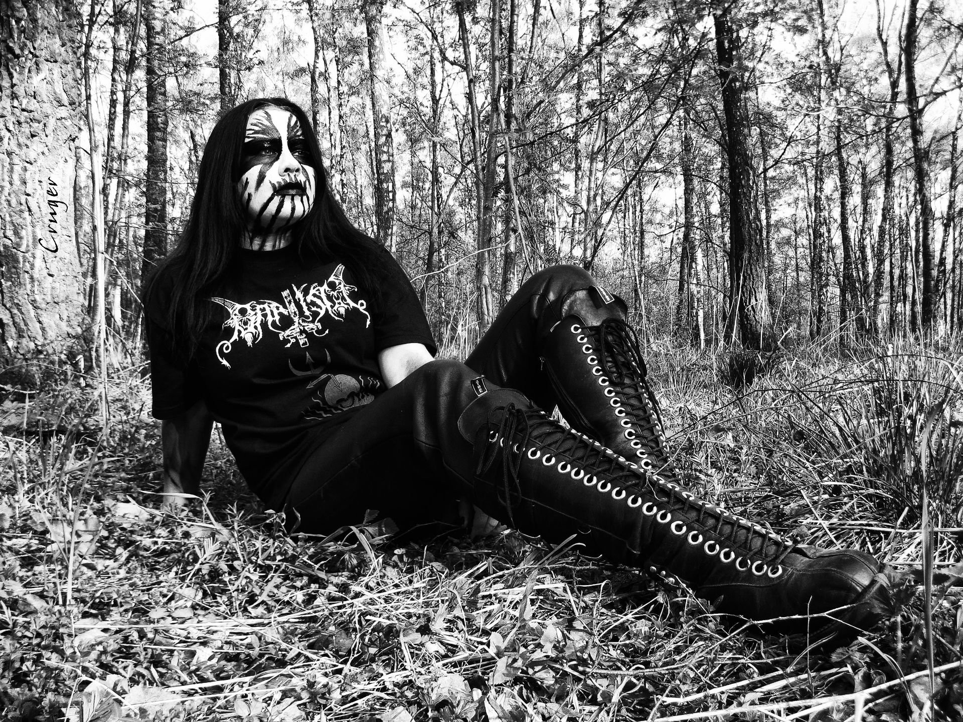 Black metal, Corpse paint, Bosco, Bianco e nero, Metallaro, Full HD, schermata di blocco iPad