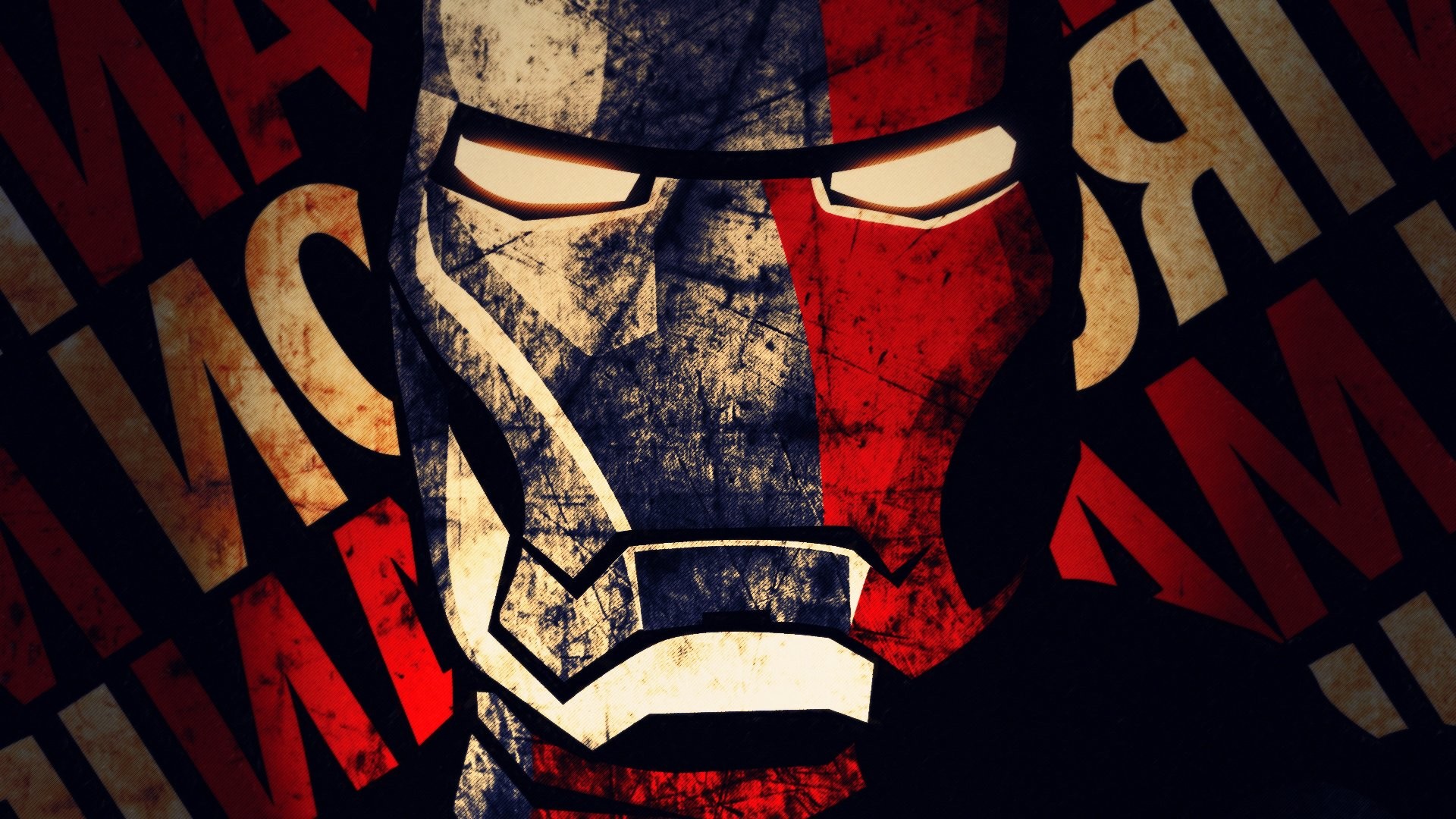 Iron Man, Elmo, Grunge, Tipografia, Full HD, sfondo per portatile
