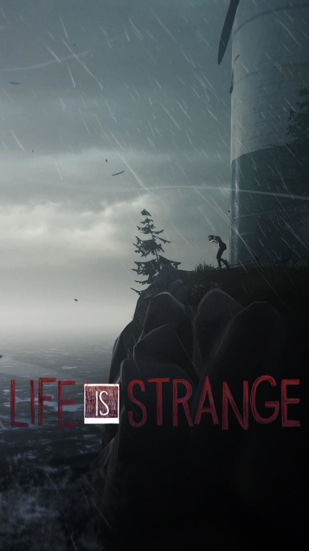 Life is Strange, Faro di Arcadia Bay, Tempesta, Logo, Full HD, sfondo verticale per cellulare