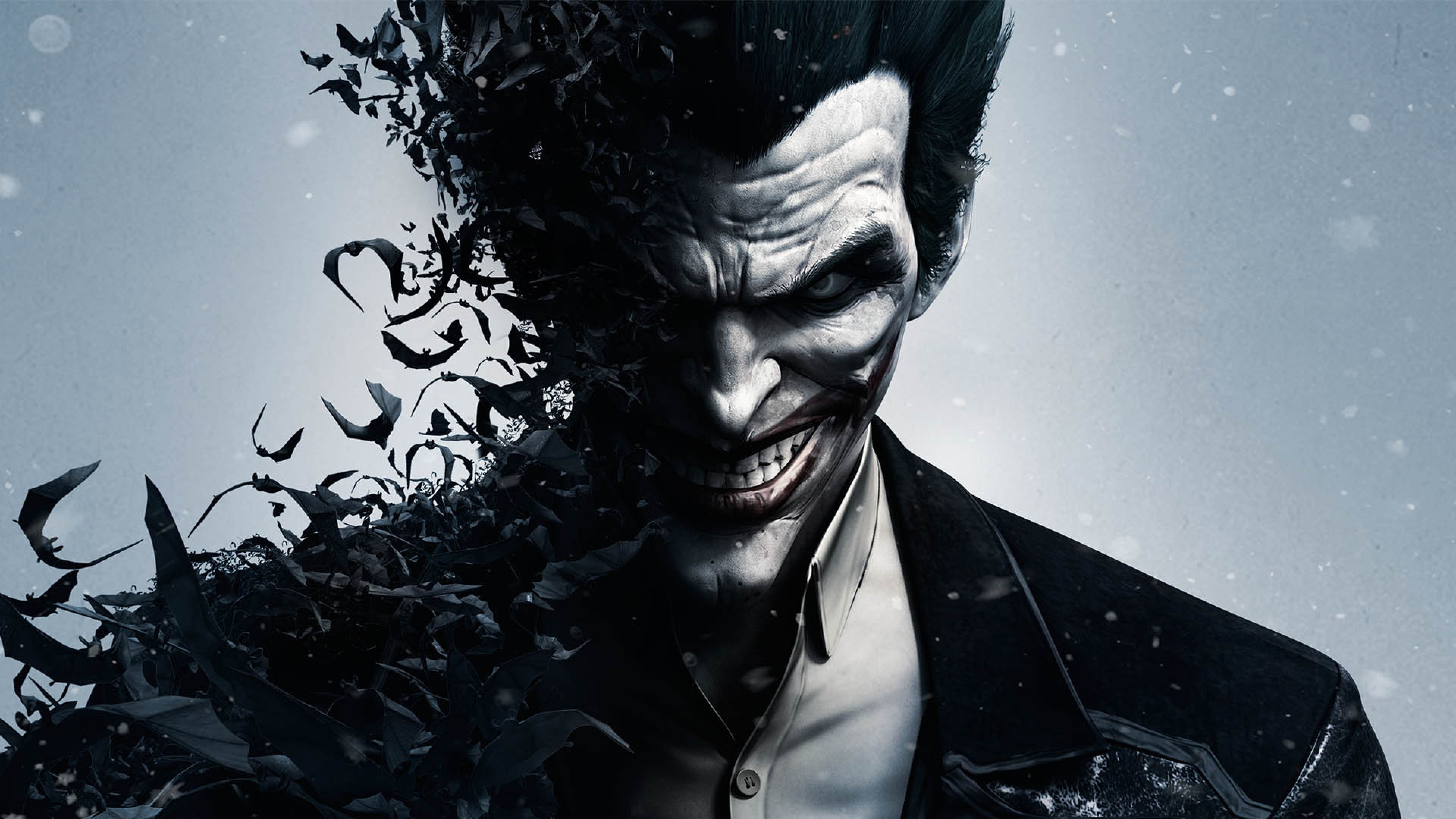 Joker, Batman: Arkham Origins, DC Comics, Pipistrelli, Ghigno, 4K, sfondo Windows 11