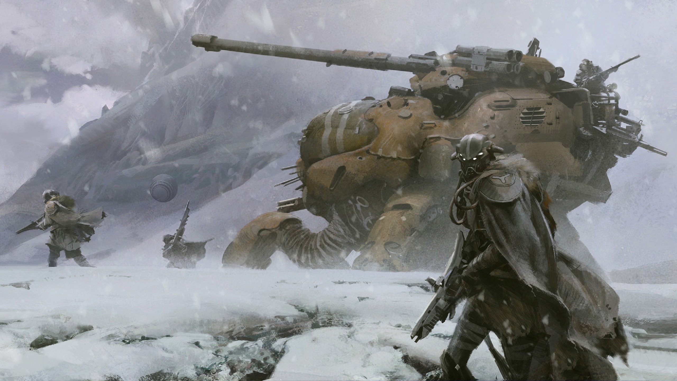 Destiny, Arte concettuale, Carro armato, Caduti, Neve, 2K, sfondo per PC