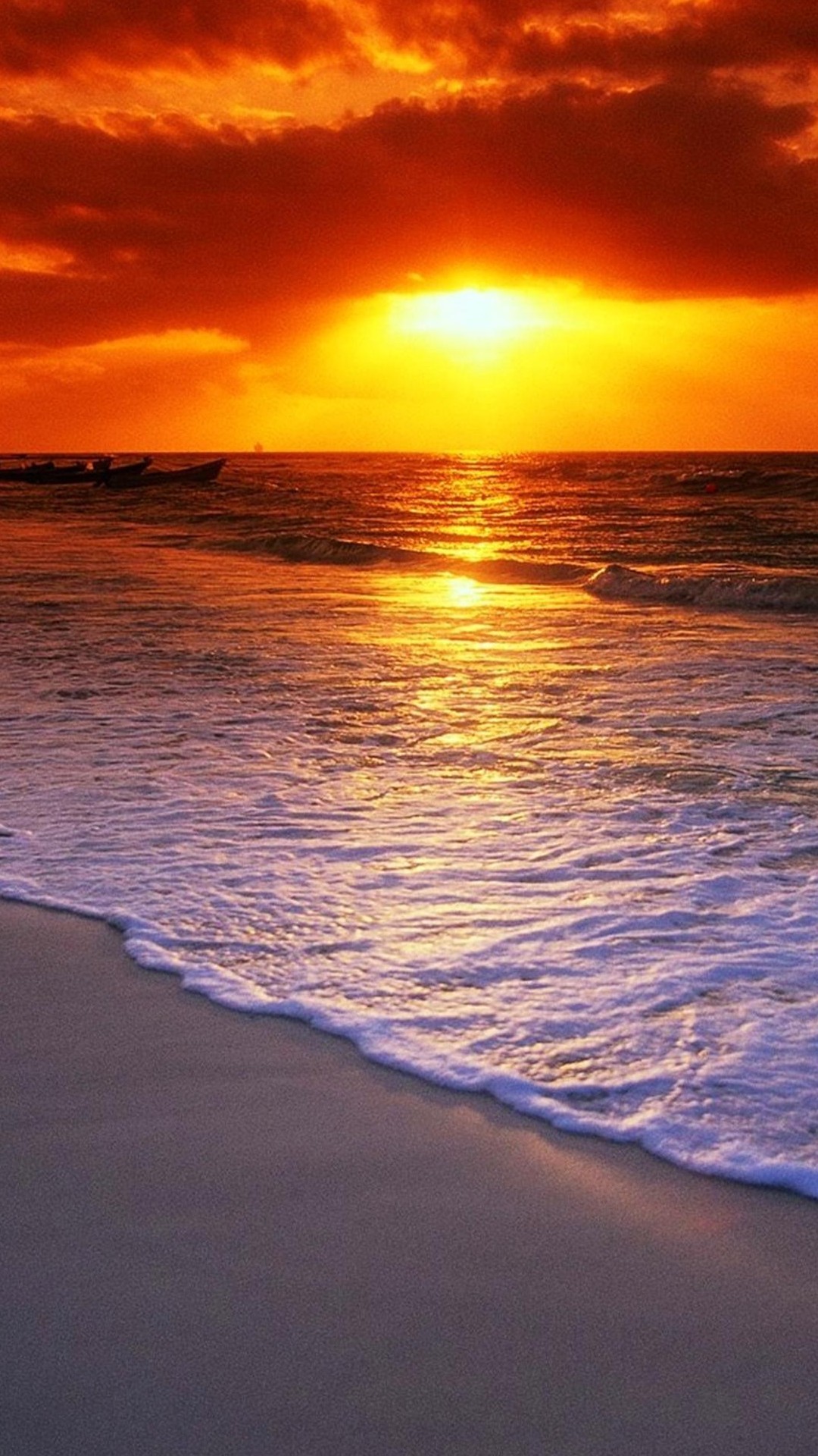 Tramonto, Spiaggia, Onde, Mare, sfondo LG G2 verticale