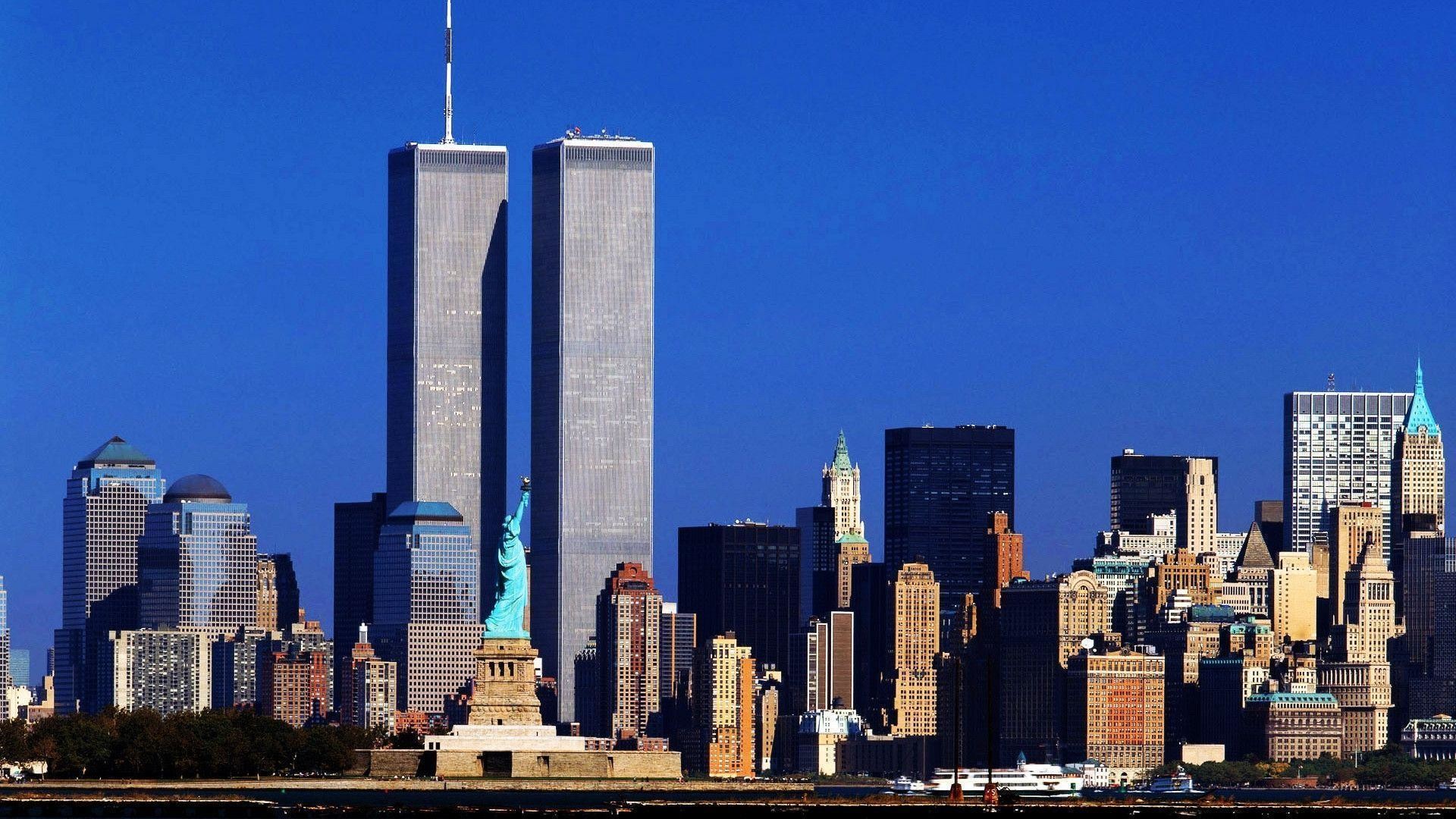 Torri Gemelle, World Trade Center, Statua della Libertà, Skyline, sfondo Windows 11