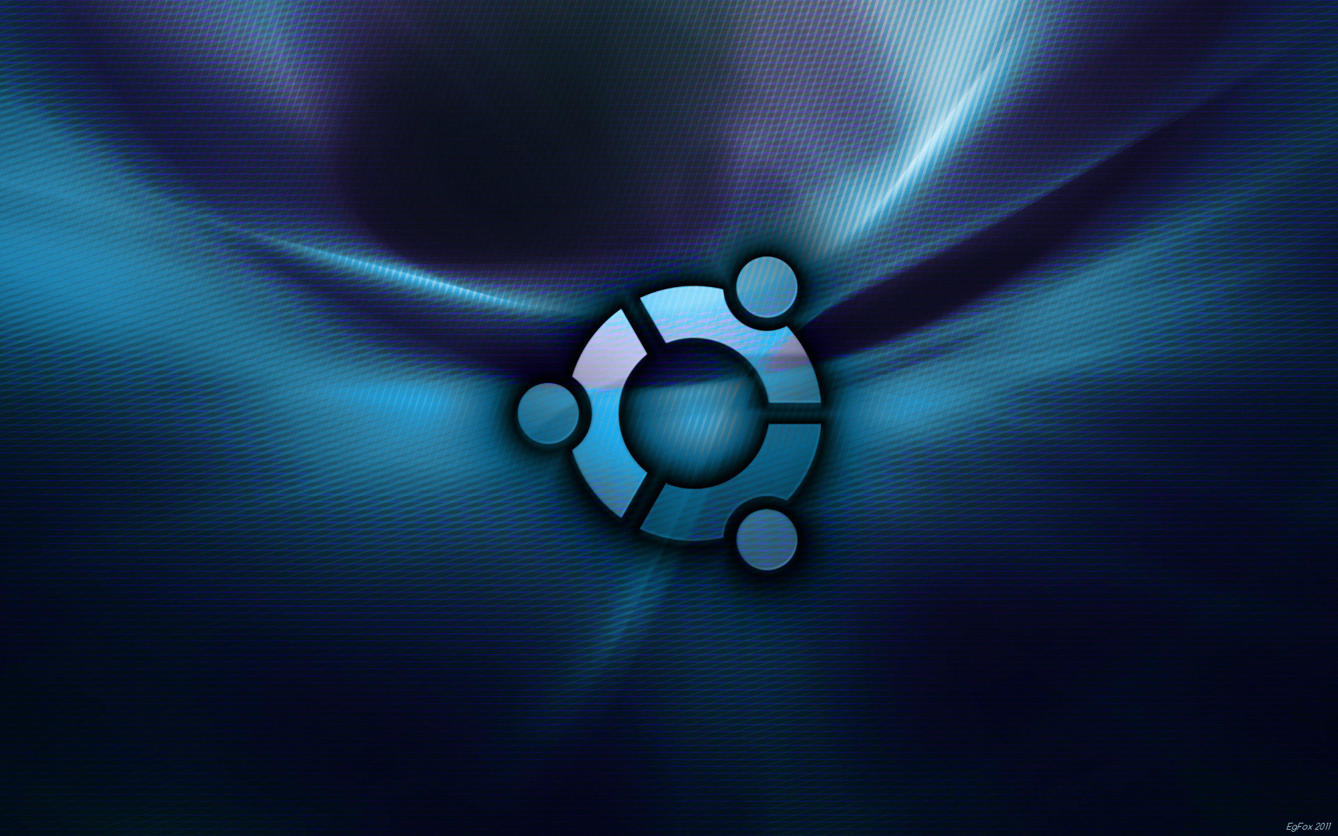 Logo Ubuntu, Onde di luce, Blu, Full HD, wallpaper per portatile